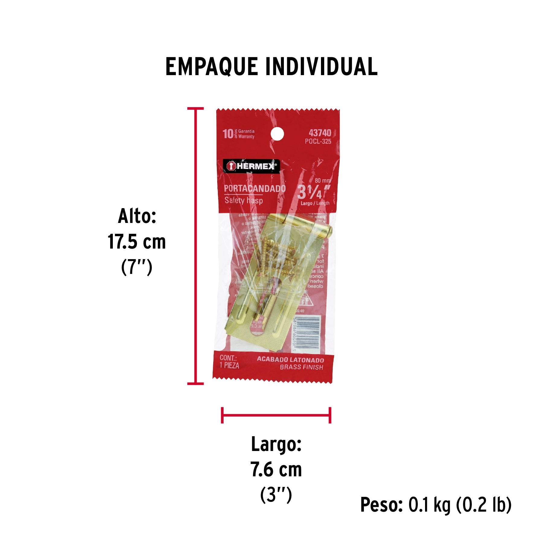 Portacandado de acero latonado 3-1/4", HERMEX - Empaque
