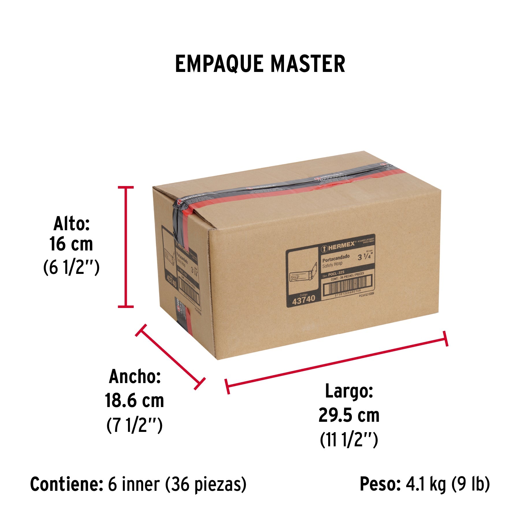 Portacandado de acero latonado 3-1/4", HERMEX - Empaque