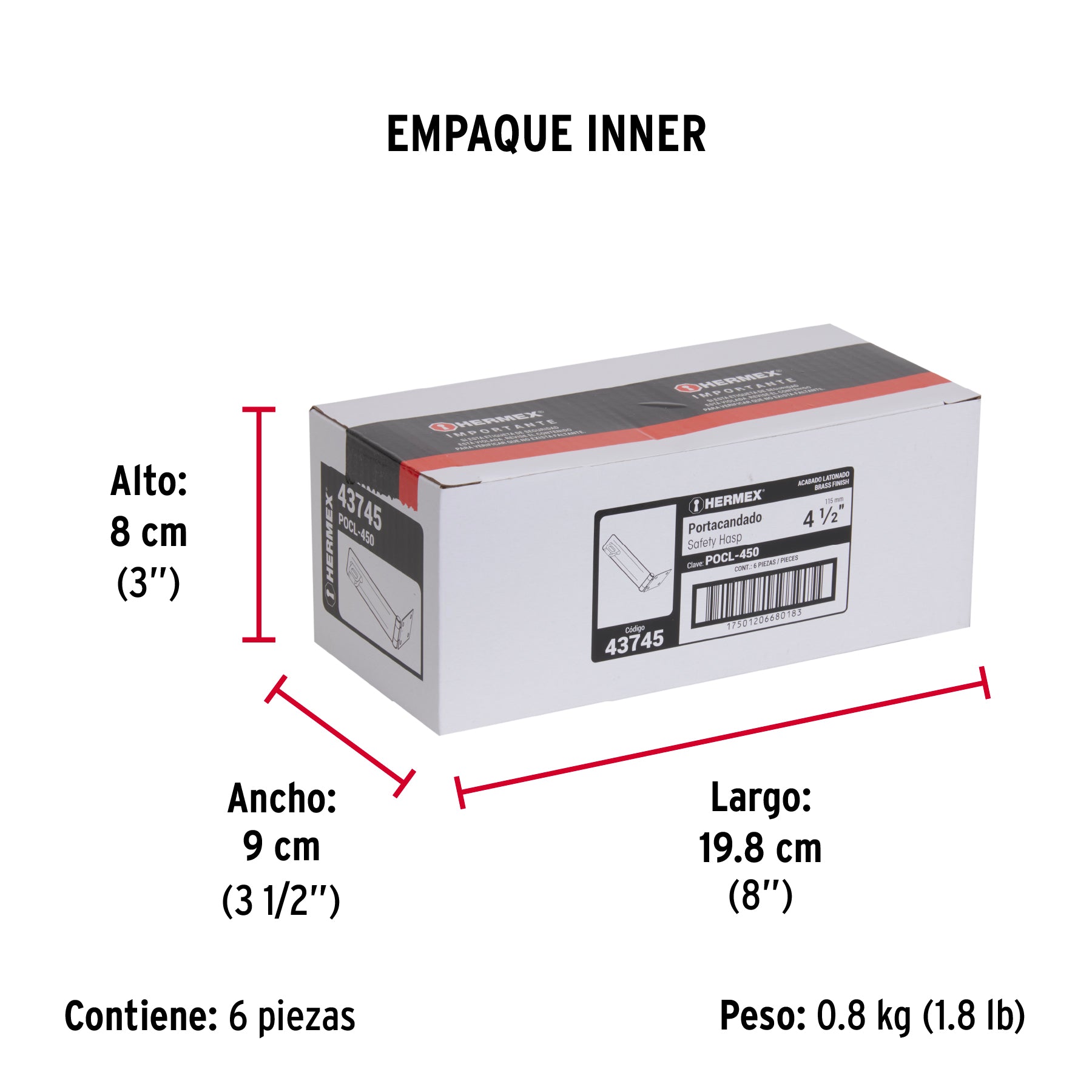Portacandado de acero latonado 4-1/2", HERMEX - Empaque