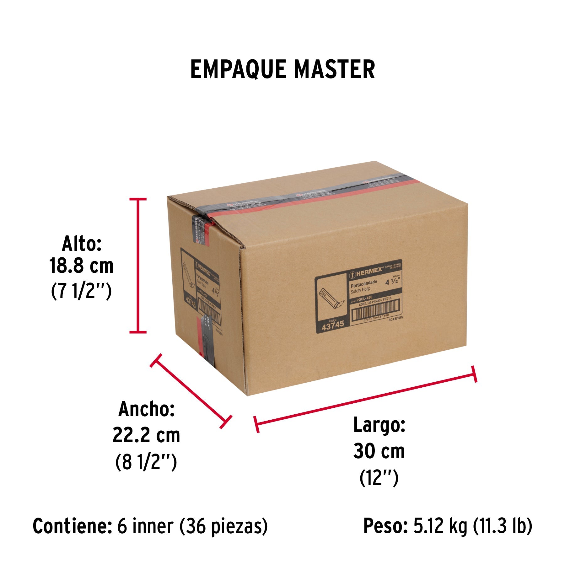 Portacandado de acero latonado 4-1/2", HERMEX - Empaque