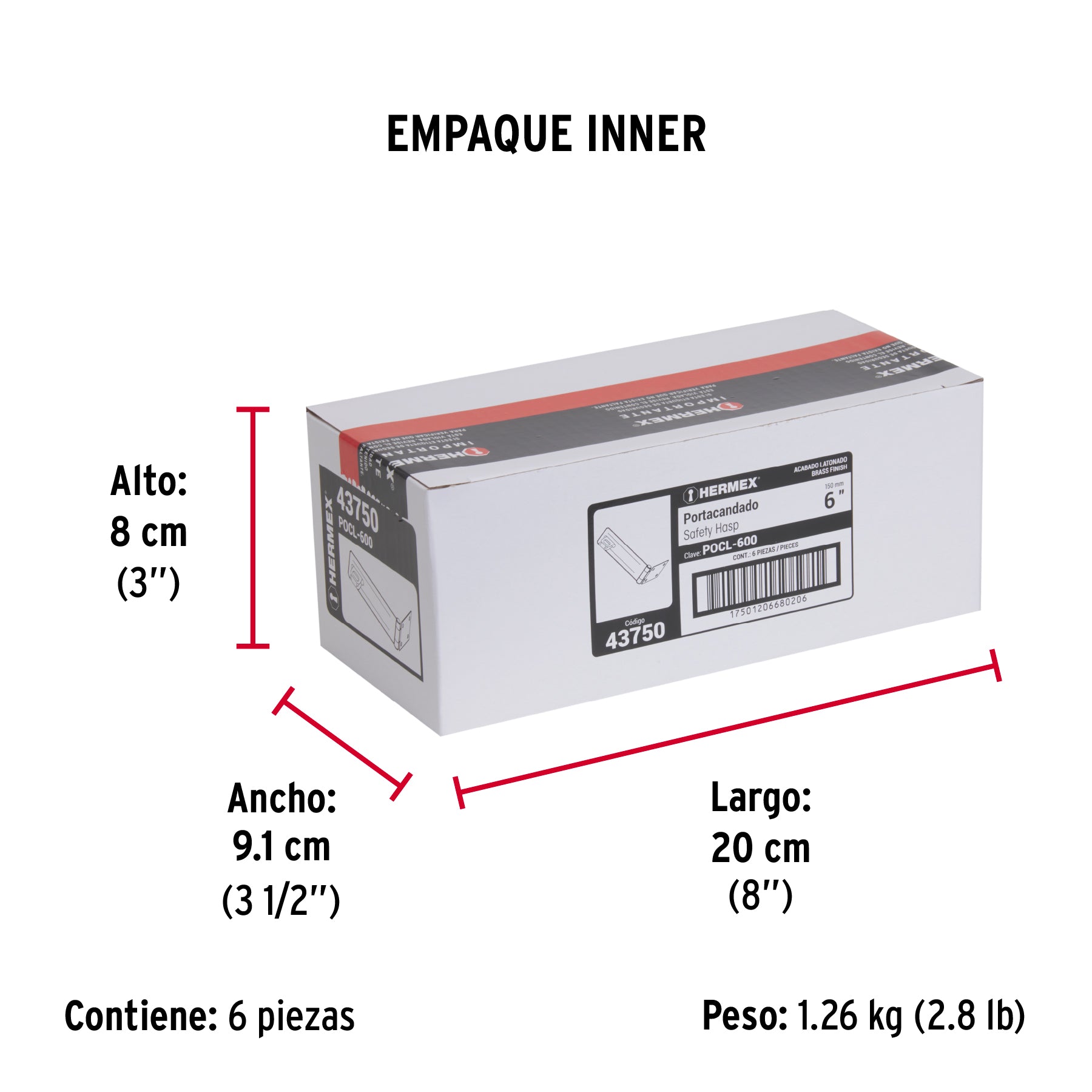 Portacandado de acero latonado 6", HERMEX - Empaque