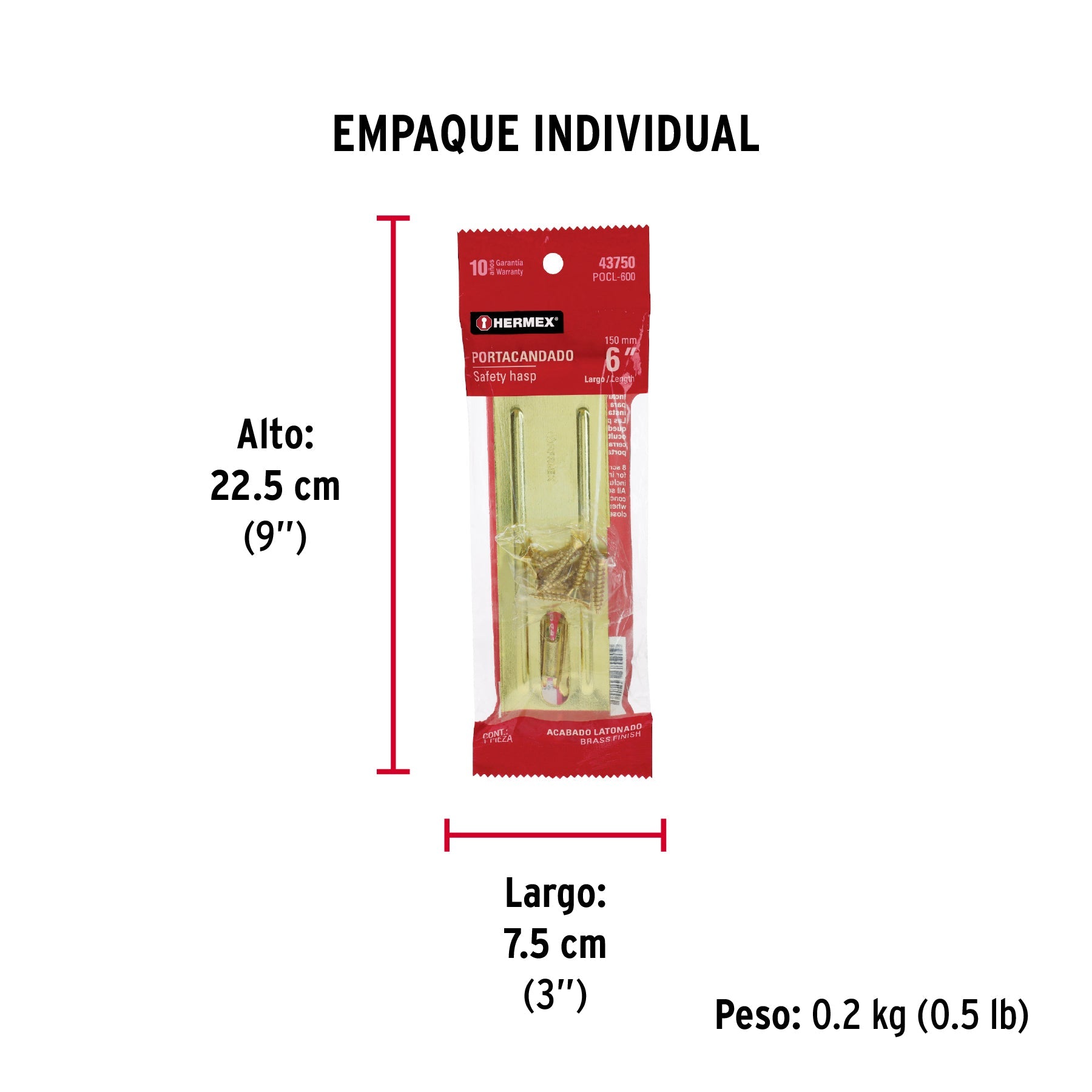 Portacandado de acero latonado 6", HERMEX - Empaque