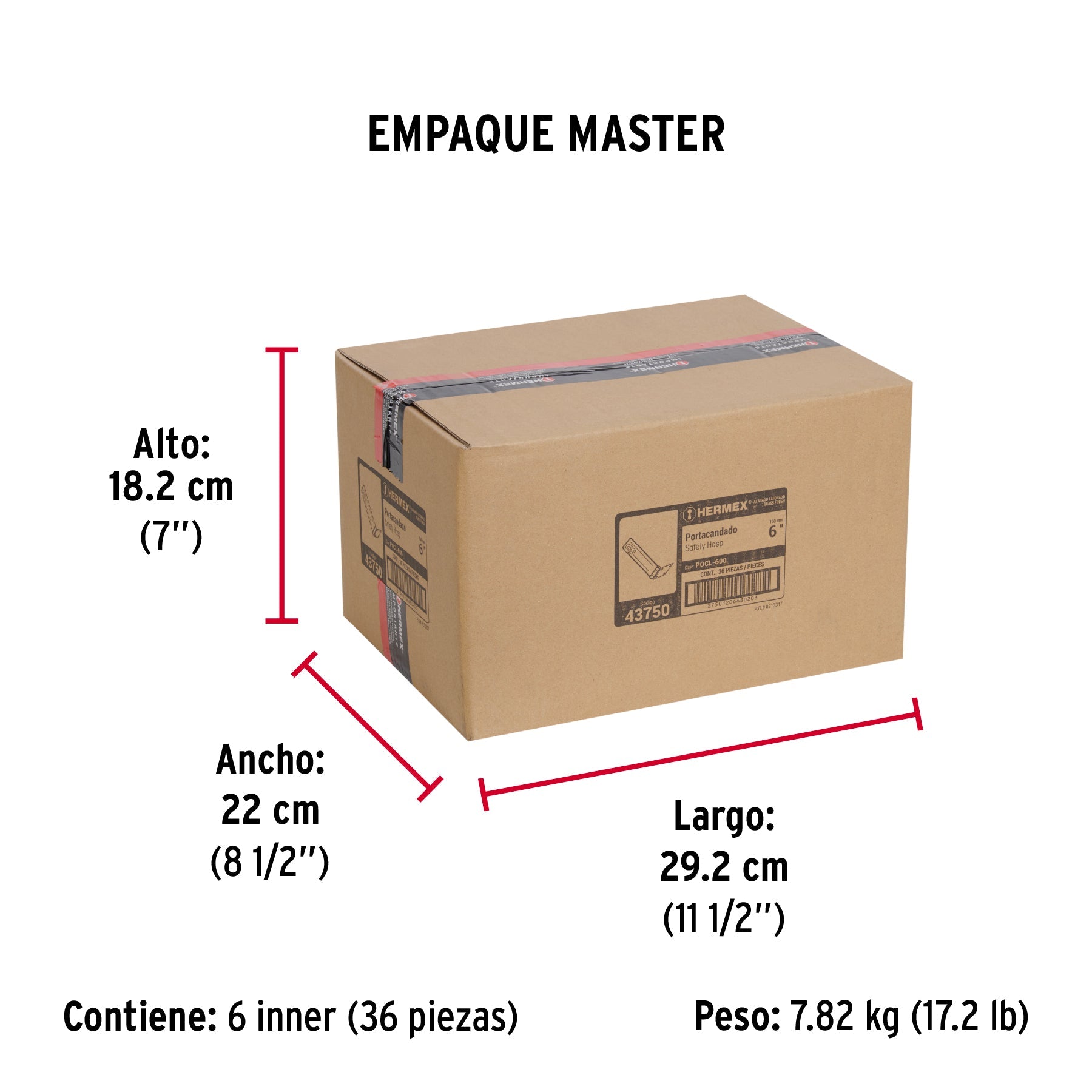Portacandado de acero latonado 6", HERMEX - Empaque