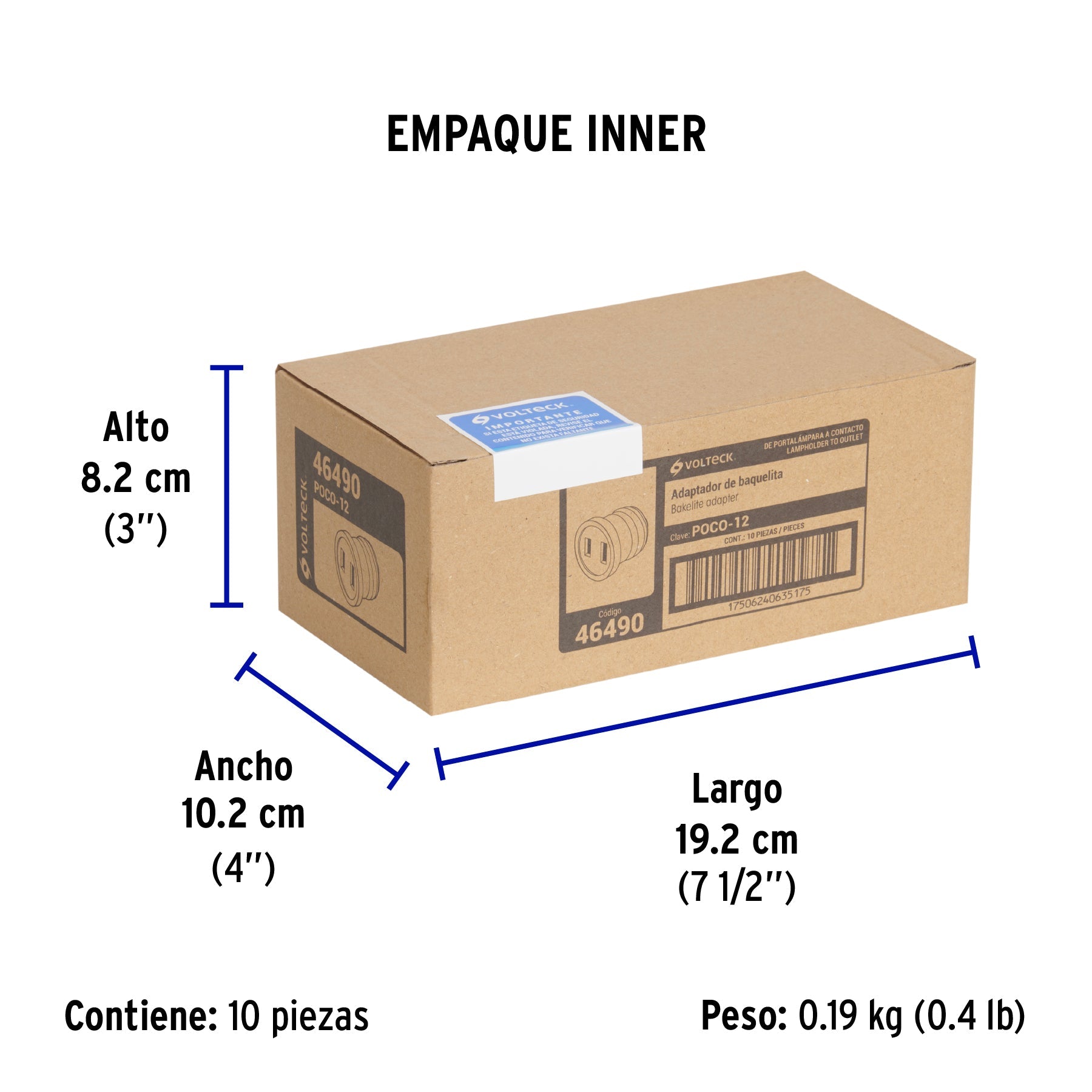 Adaptador de portalámpara a contacto, VOLTECK - Empaque