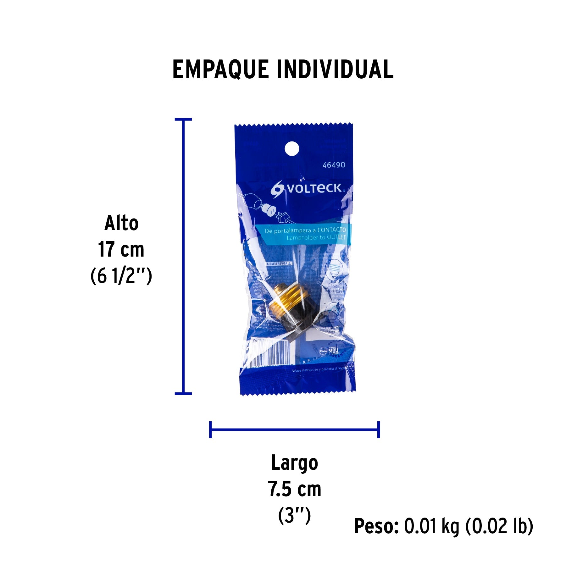 Adaptador de portalámpara a contacto, VOLTECK - Empaque