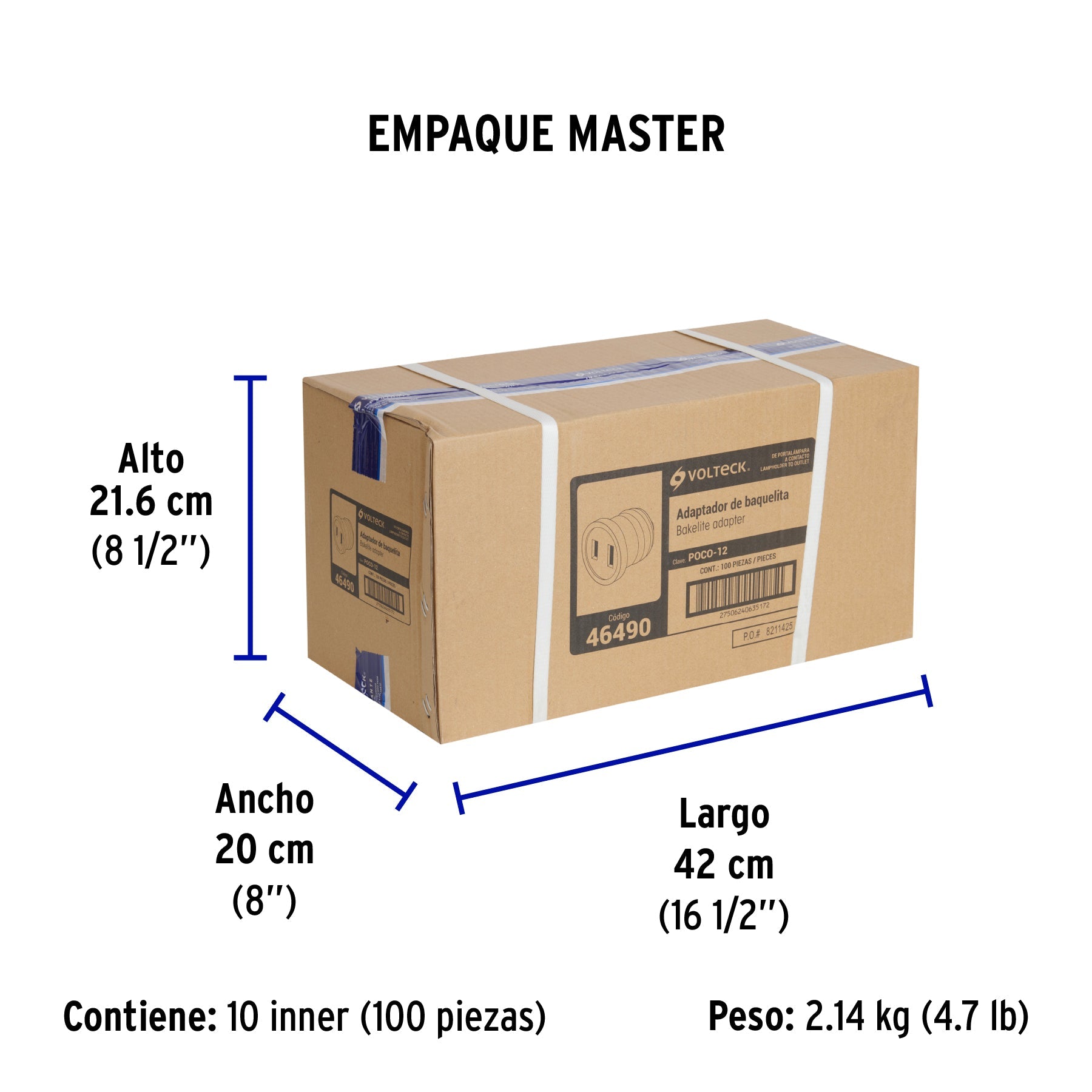 Adaptador de portalámpara a contacto, VOLTECK - Empaque