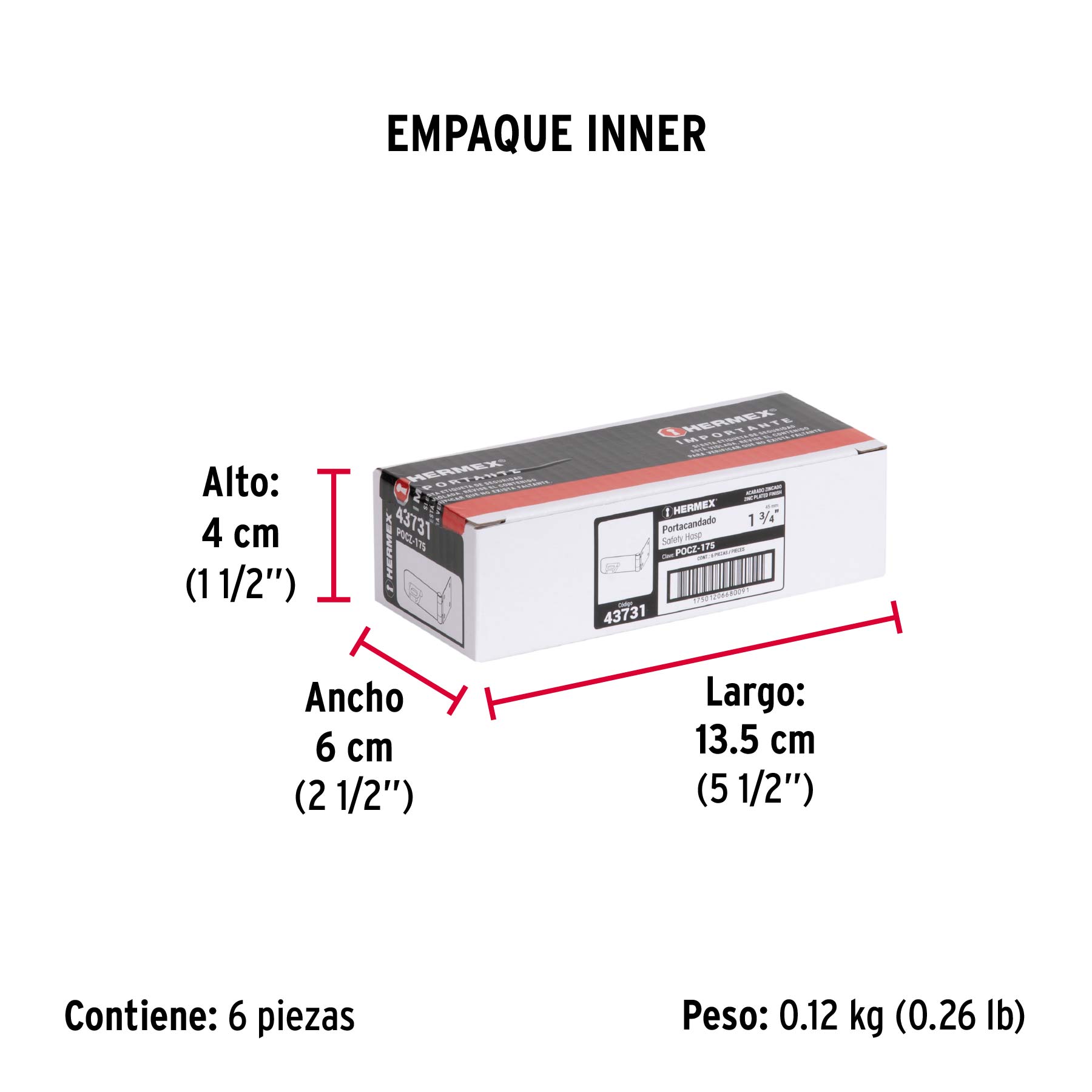 Portacandado de acero zincado 1-3/4", HERMEX - Empaque