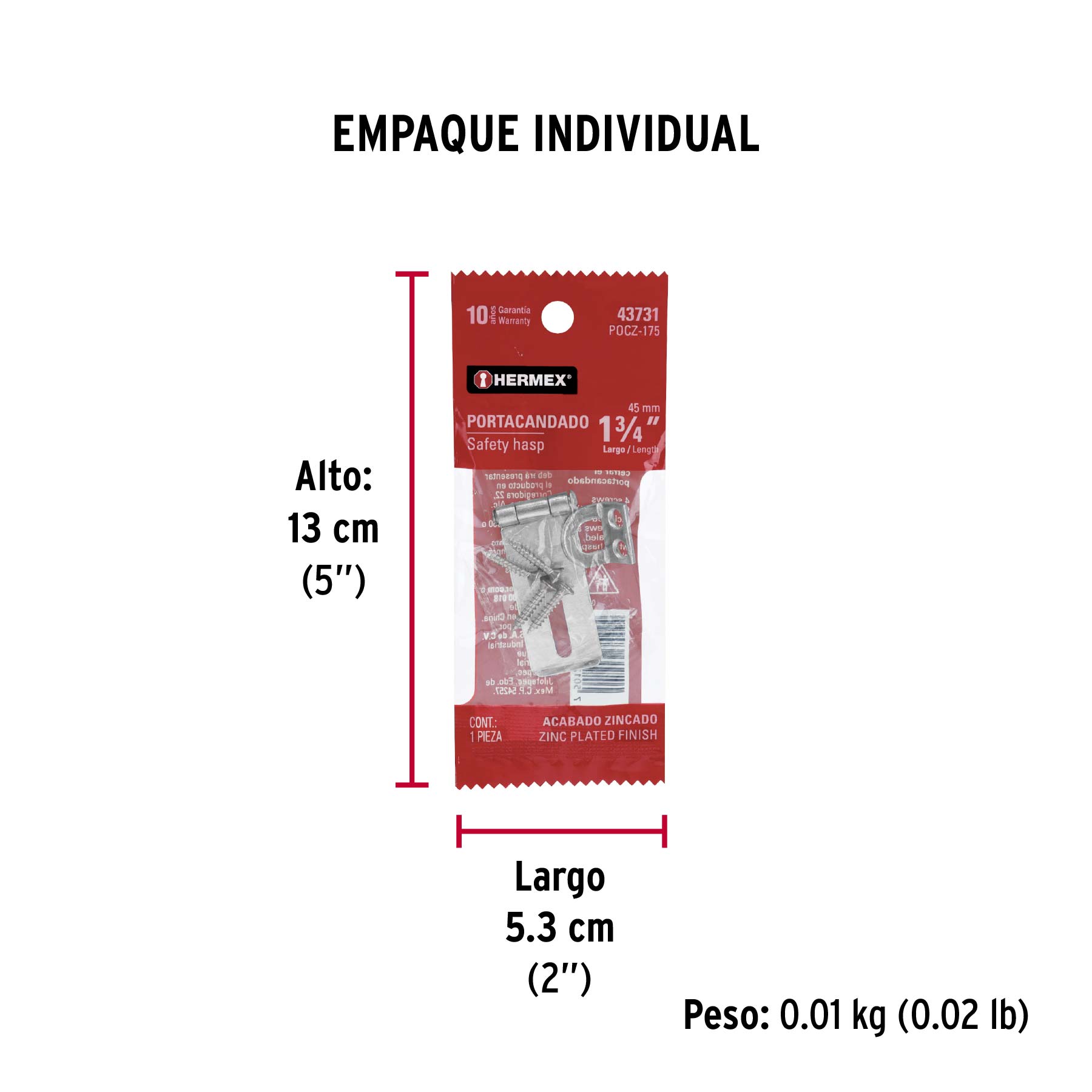 Portacandado de acero zincado 1-3/4", HERMEX - Empaque