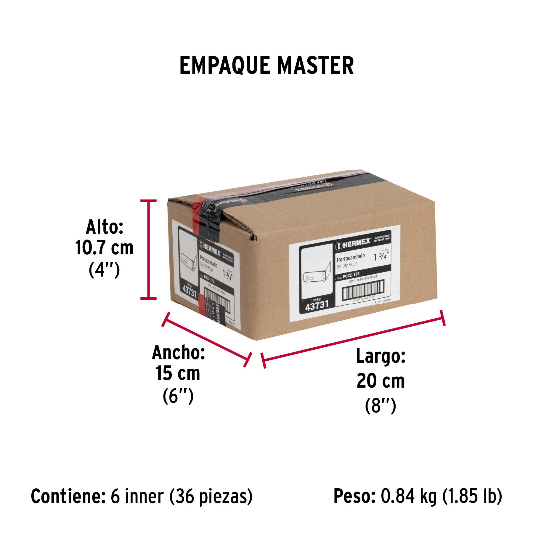 Portacandado de acero zincado 1-3/4", HERMEX - Empaque