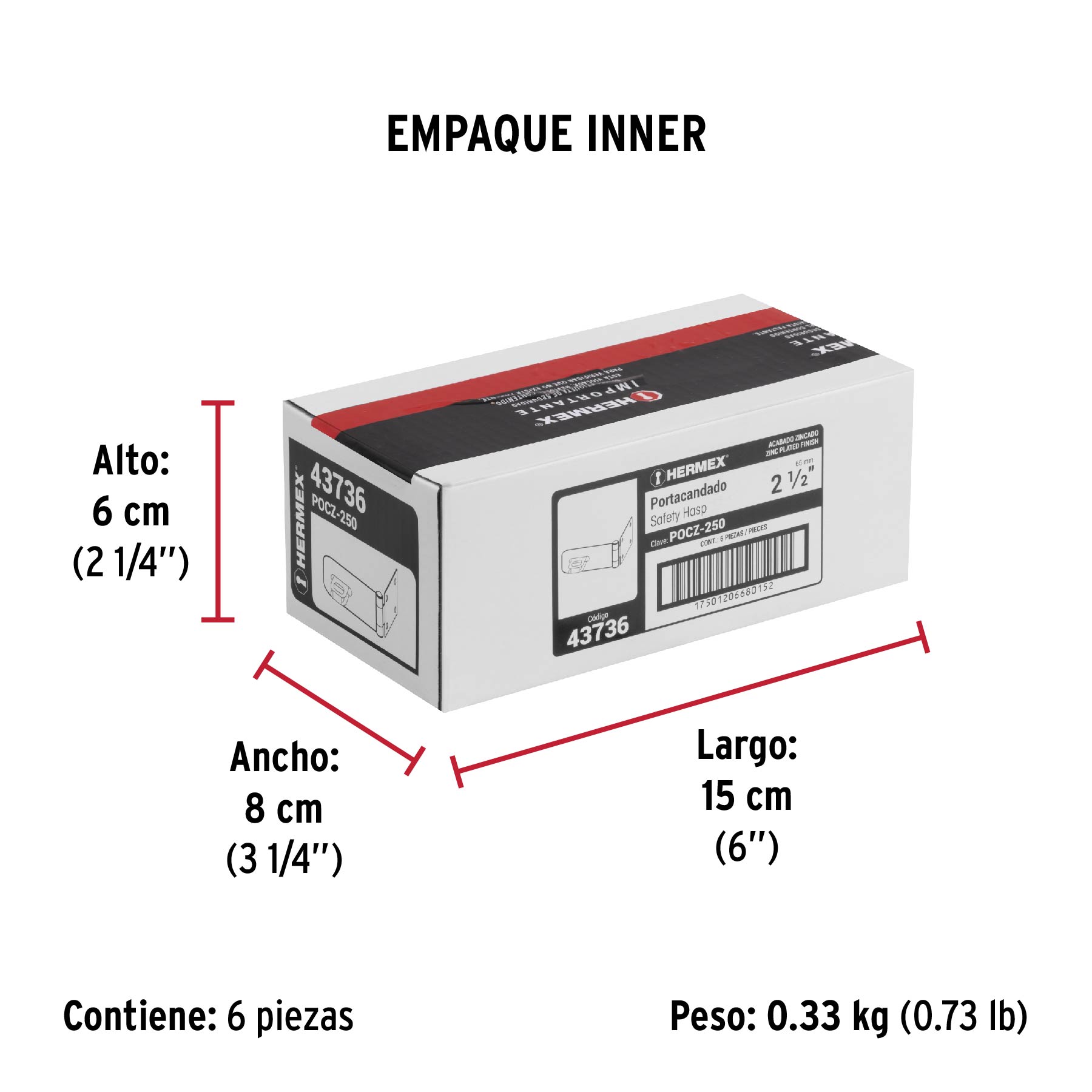 Portacandado de acero zincado 2-1/2", HERMEX - Empaque