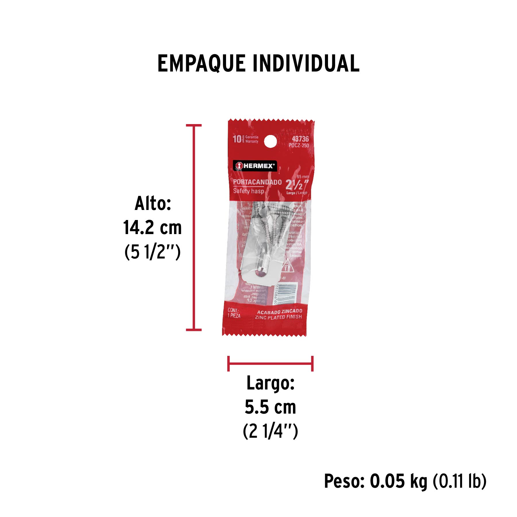 Portacandado de acero zincado 2-1/2", HERMEX - Empaque