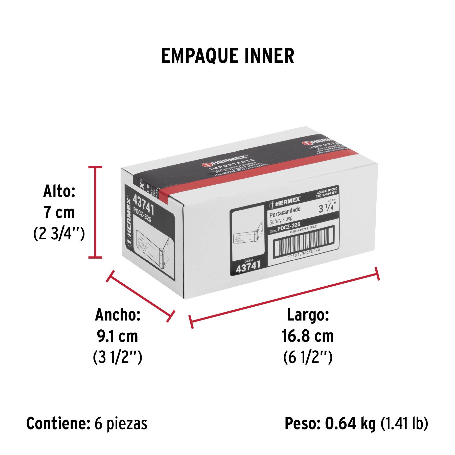 Portacandado de acero zincado 3-1/4", HERMEX - Empaque
