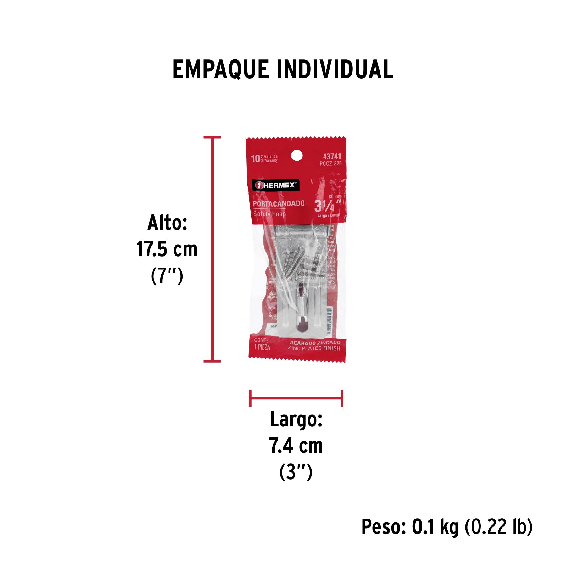Portacandado de acero zincado 3-1/4", HERMEX - Empaque