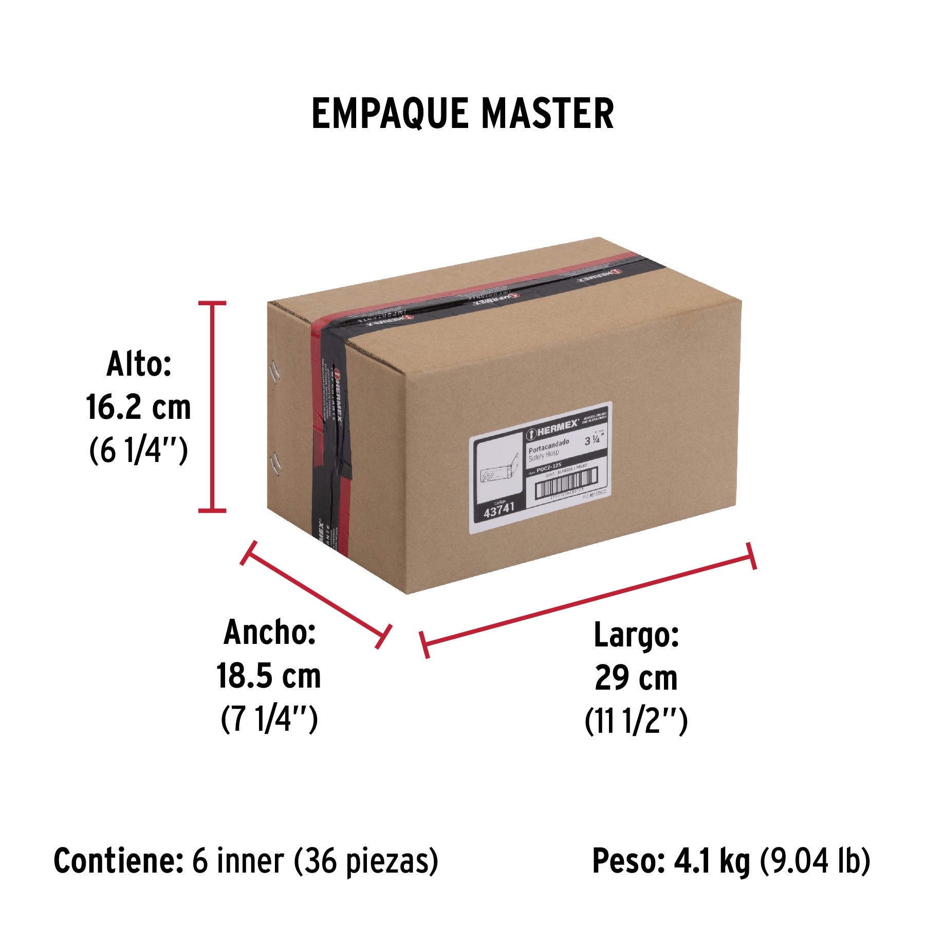 Portacandado de acero zincado 3-1/4", HERMEX - Empaque