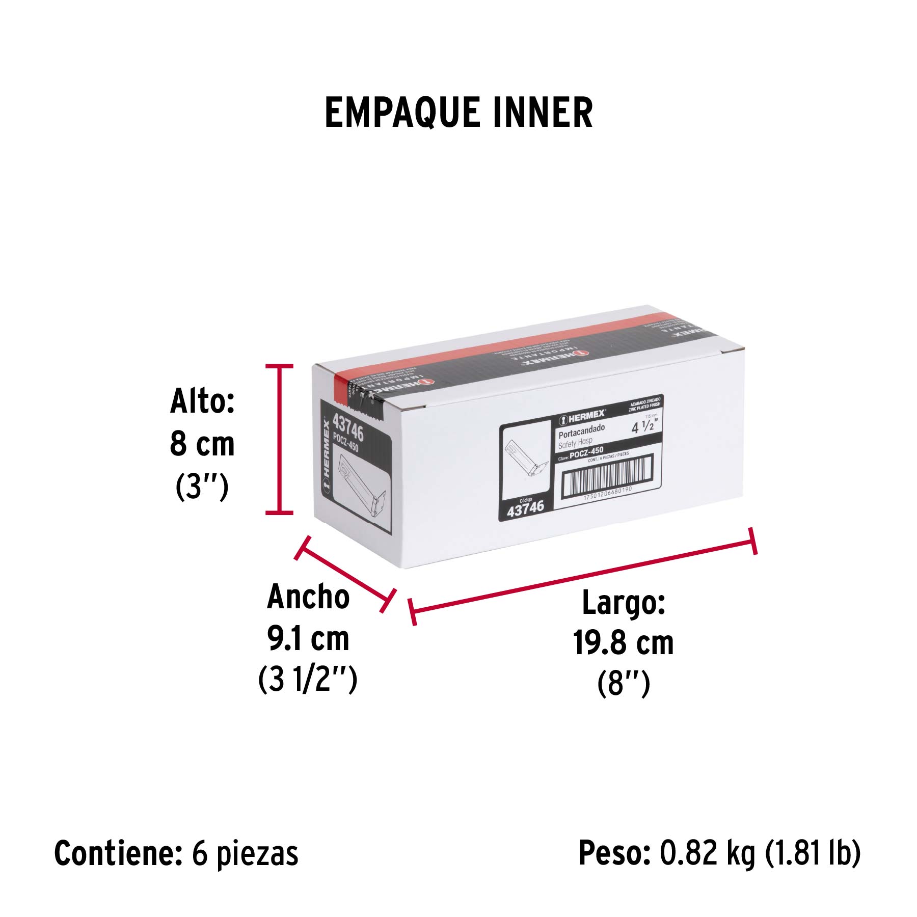 Portacandado de acero zincado 4-1/2", HERMEX - Empaque