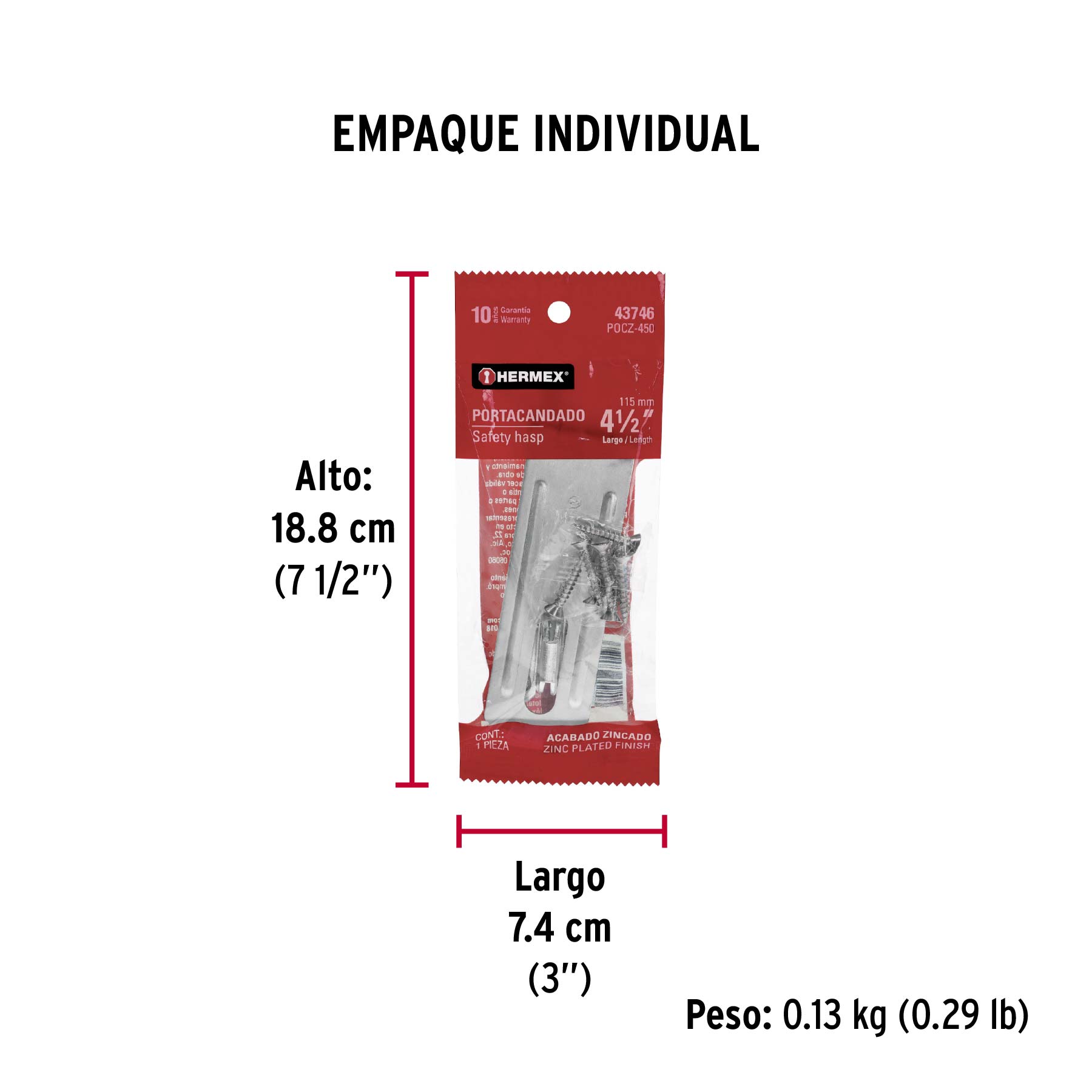 Portacandado de acero zincado 4-1/2", HERMEX - Empaque