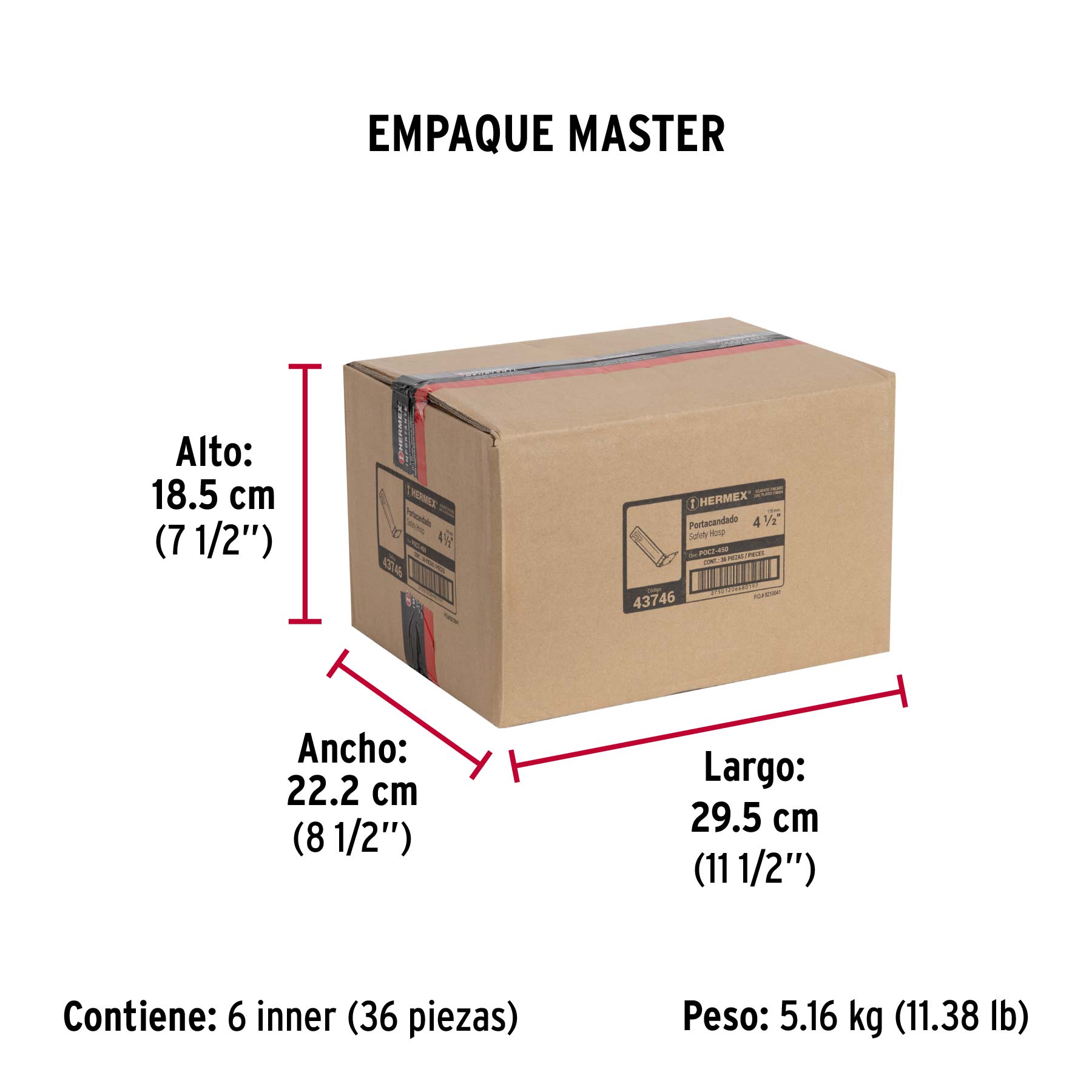Portacandado de acero zincado 4-1/2", HERMEX - Empaque