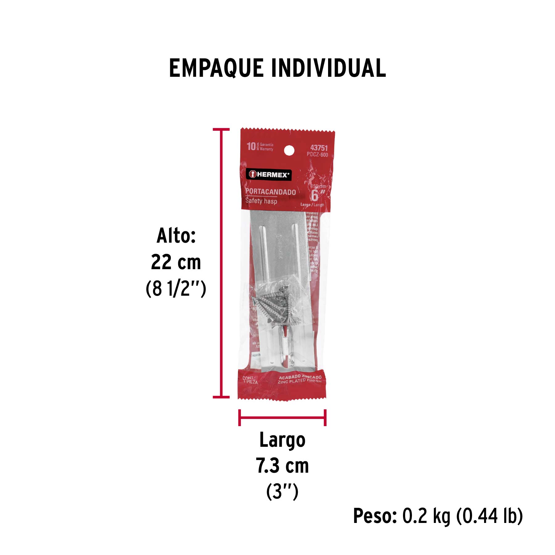 Portacandado de acero zincado 6", HERMEX - Empaque