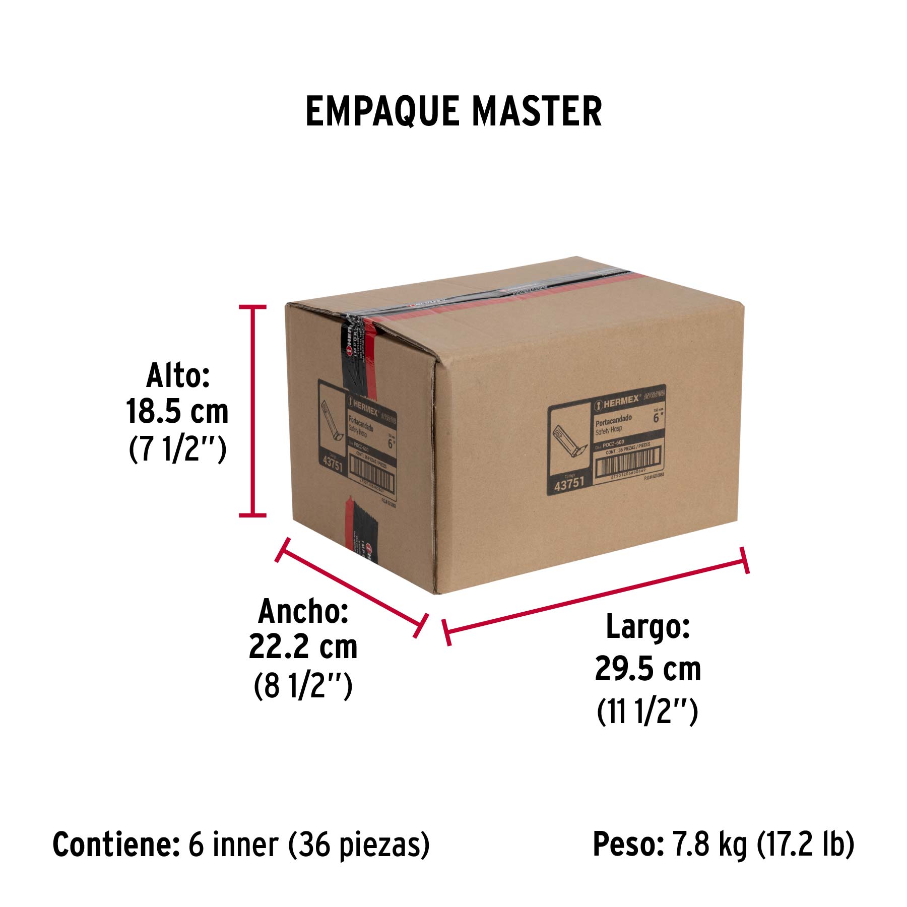 Portacandado de acero zincado 6", HERMEX - Empaque