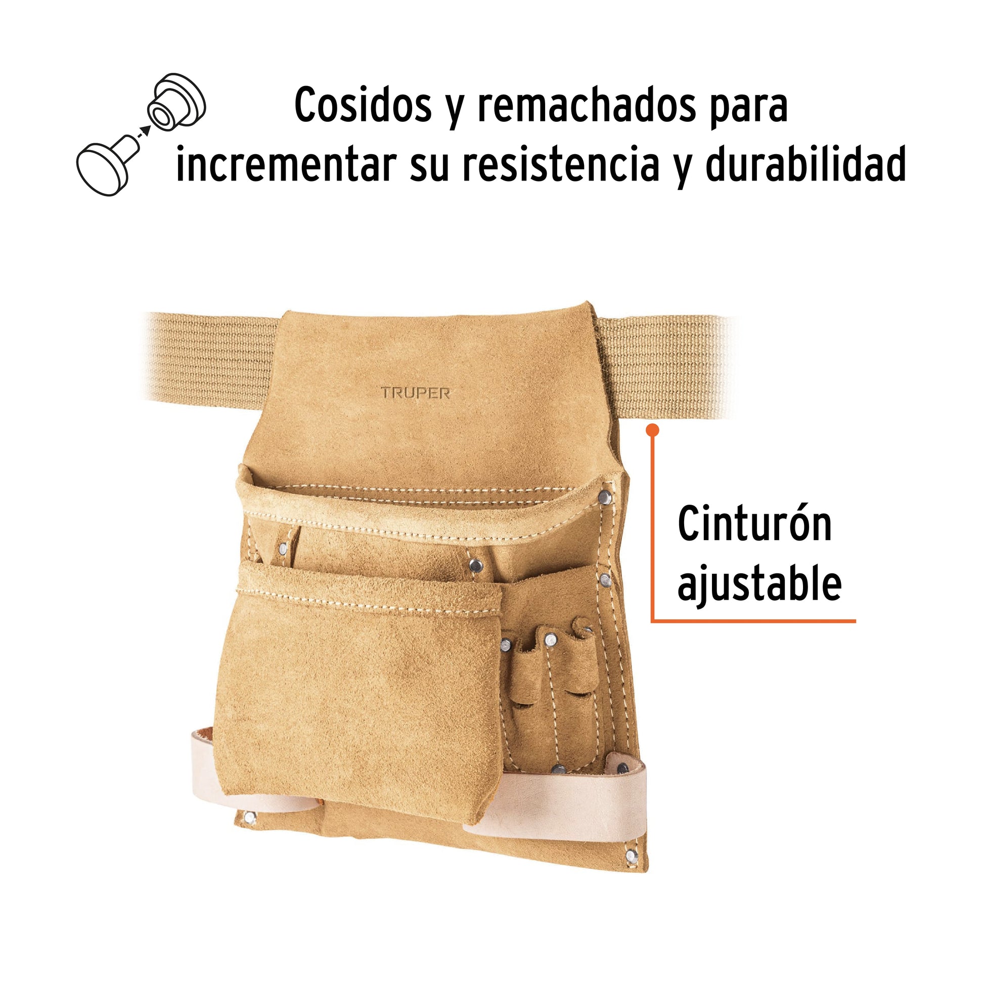 Porta herramientas de carnaza con 10 compartimentos, TRUPER
