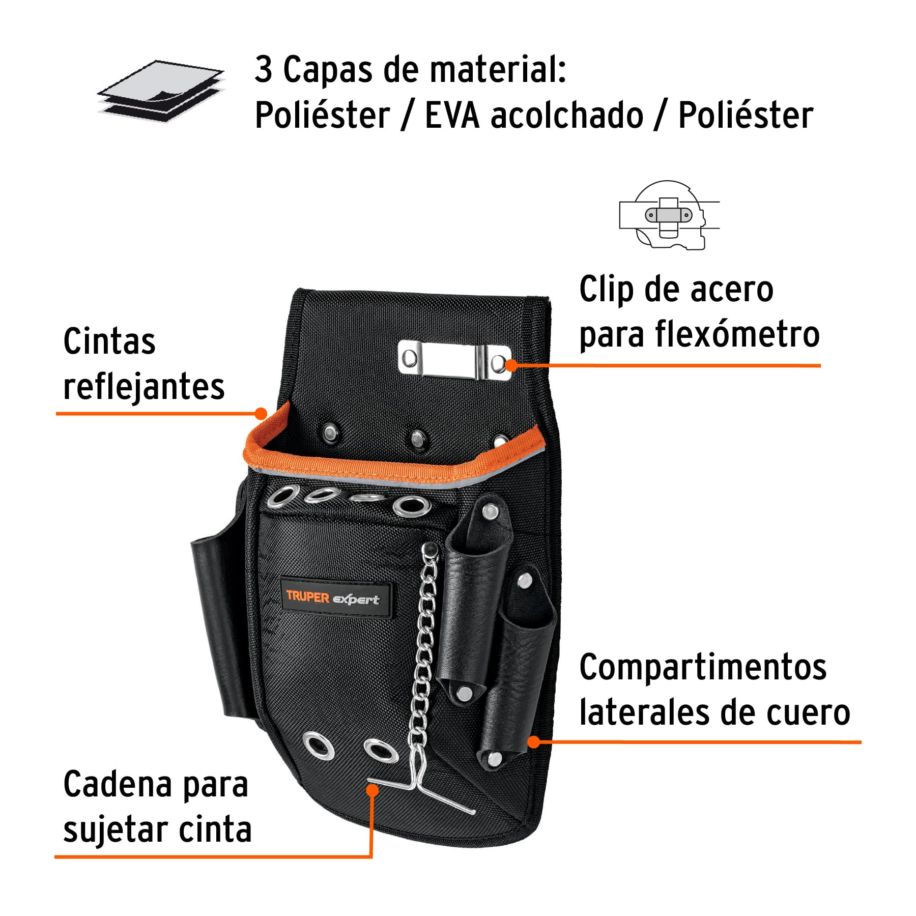Porta herramientas de poliéster, 10 compartimentos, EXPERT