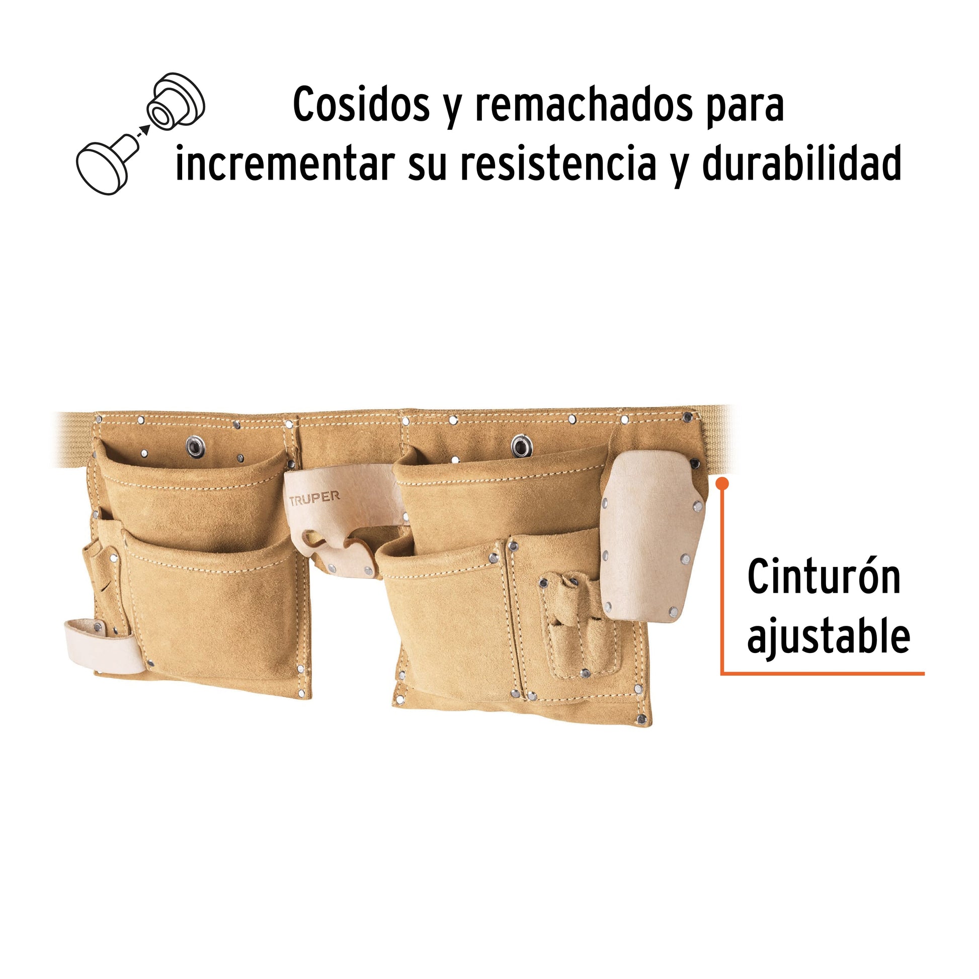 Porta herramientas de carnaza con 13 compartimentos, TRUPER