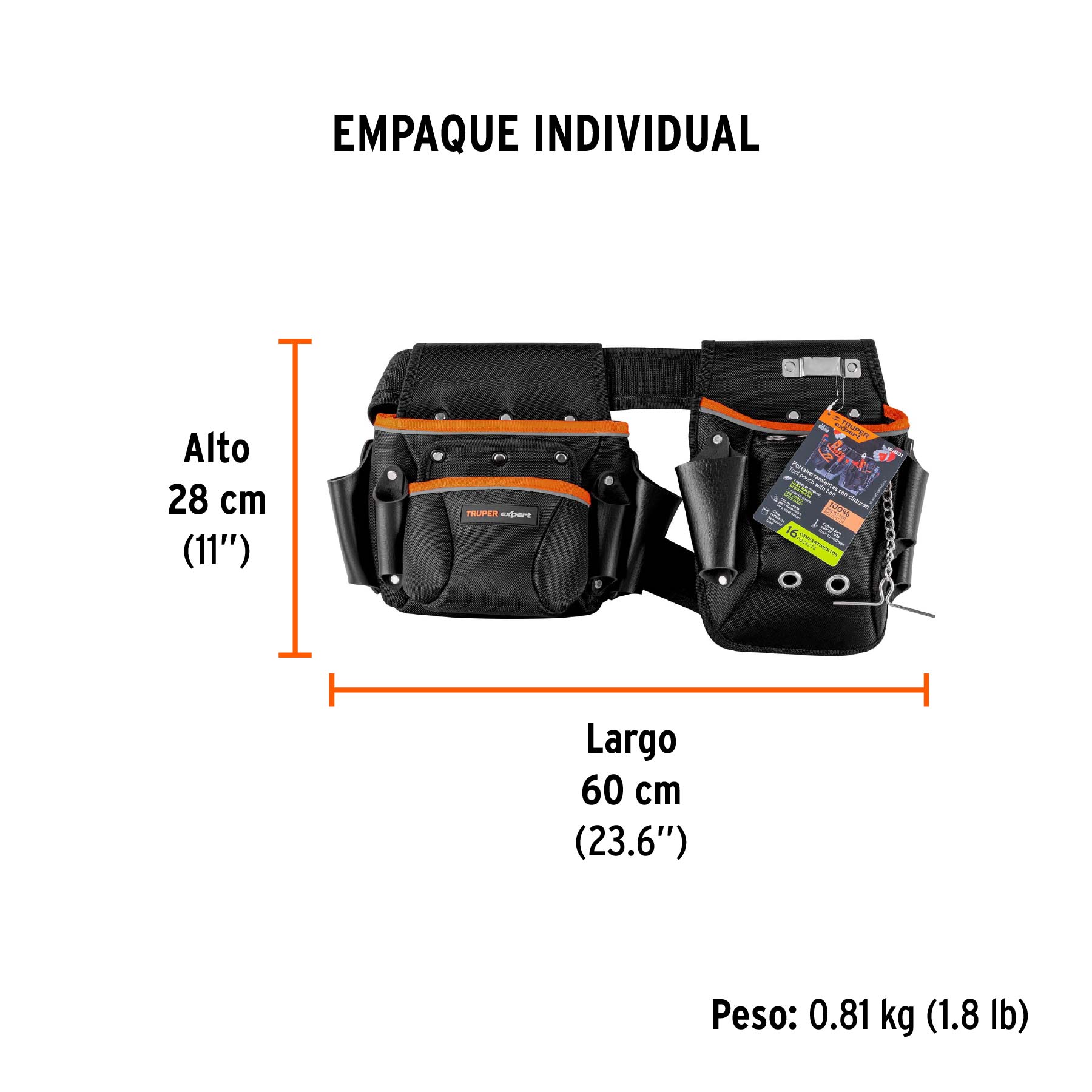 Porta herramientas de poliéster, 16 compartimentos, EXPERT - Empaque