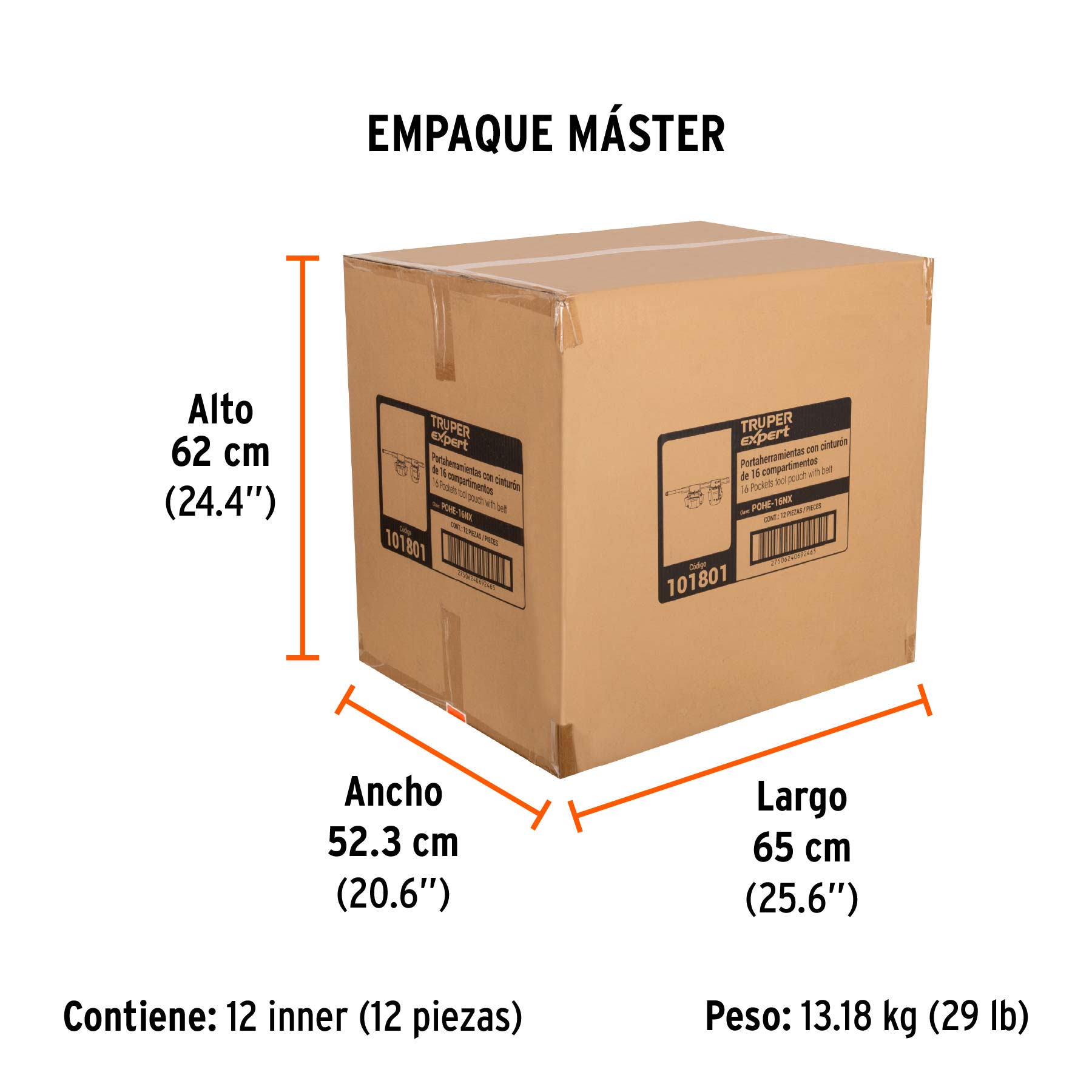 Porta herramientas de poliéster, 16 compartimentos, EXPERT - Empaque