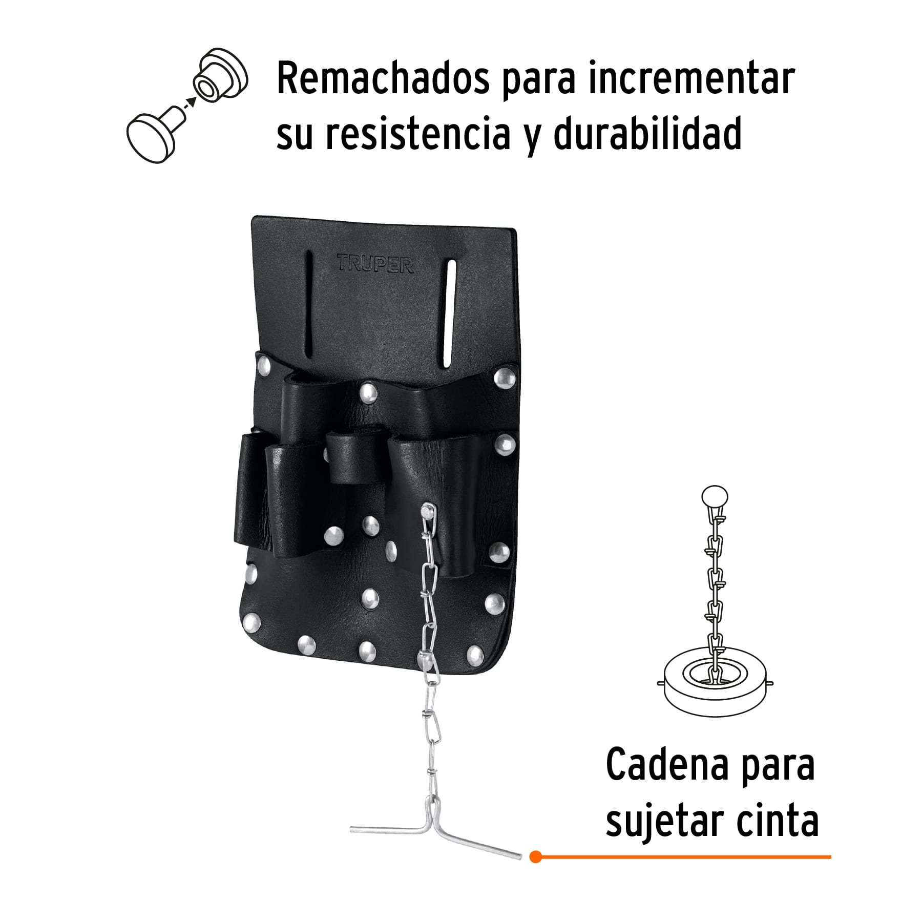 Porta herramientas de cuero con 7 compartimentos, TRUPER