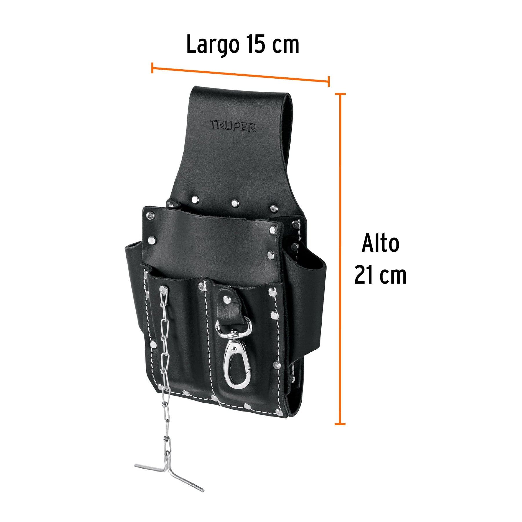 Porta herramientas grande de cuero, 7 compartimentos, TRUPER