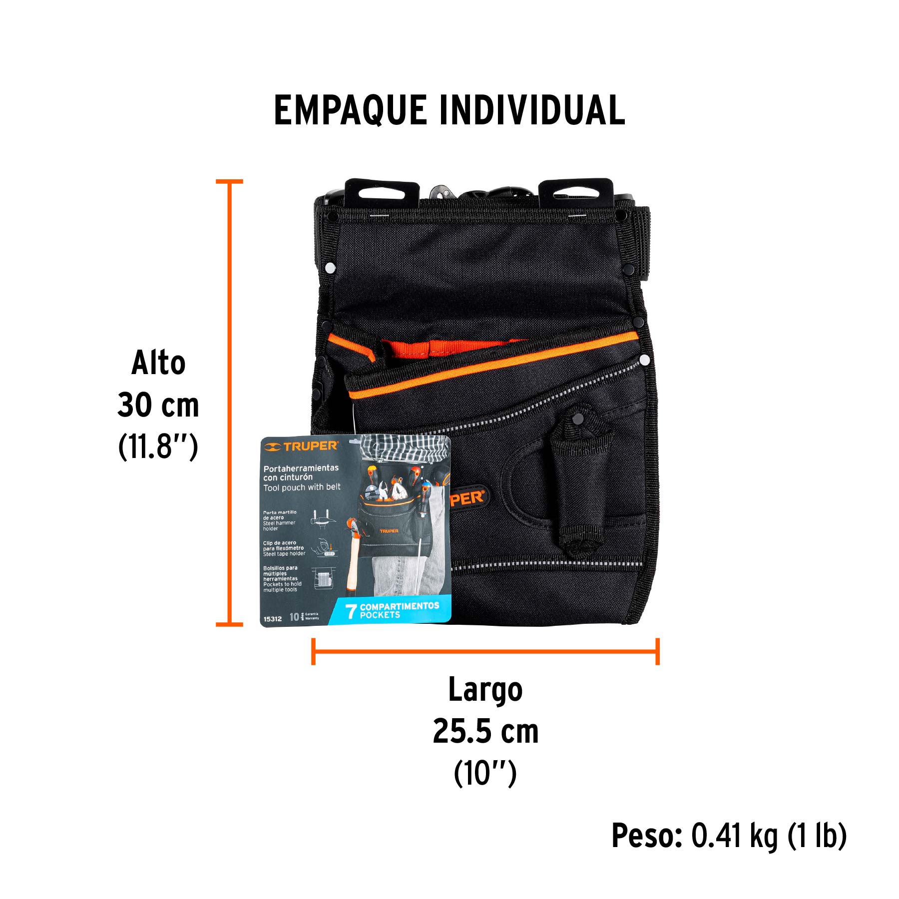 Porta herramientas de poliéster, 7 compartimentos, TRUPER - Empaque
