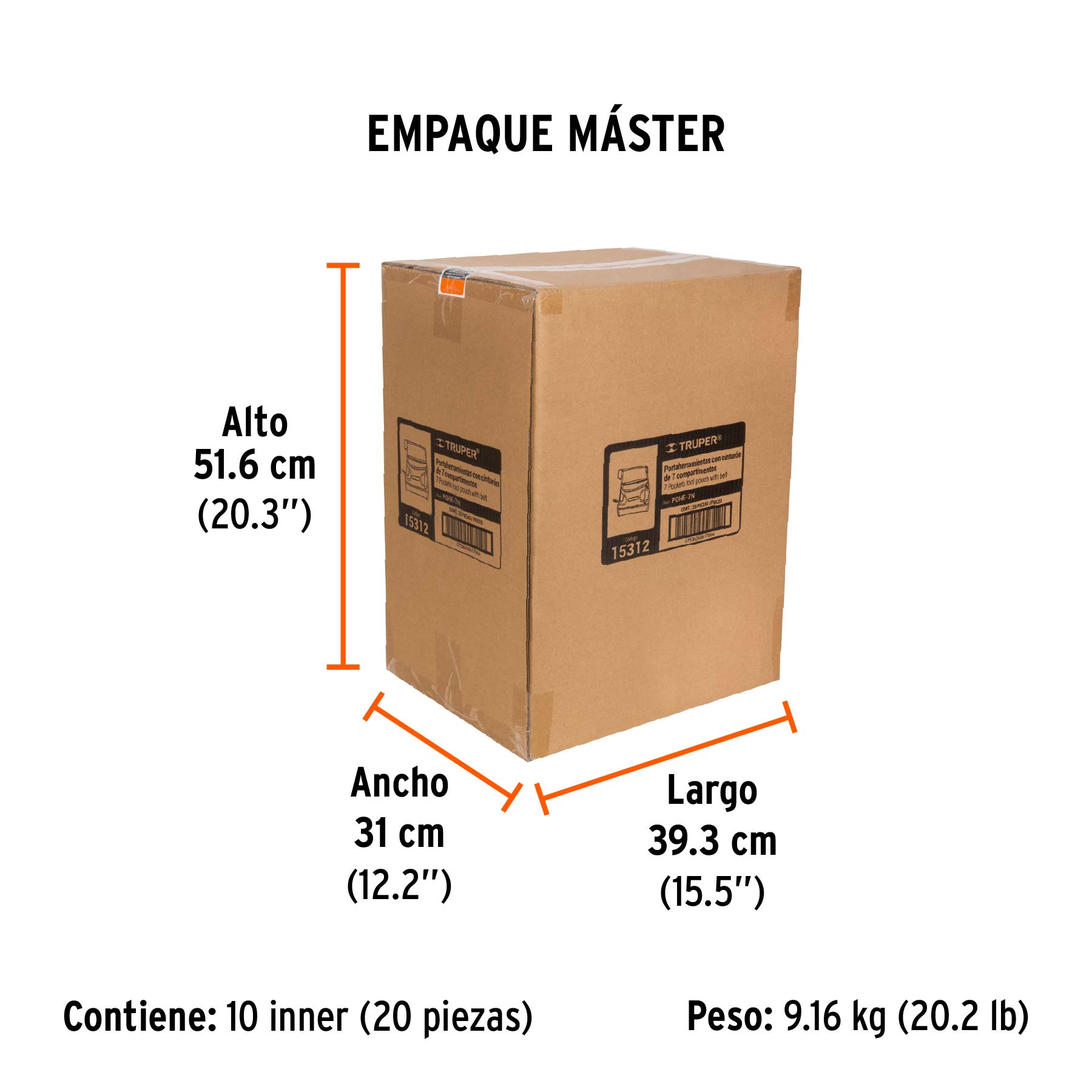 Porta herramientas de poliéster, 7 compartimentos, TRUPER - Empaque