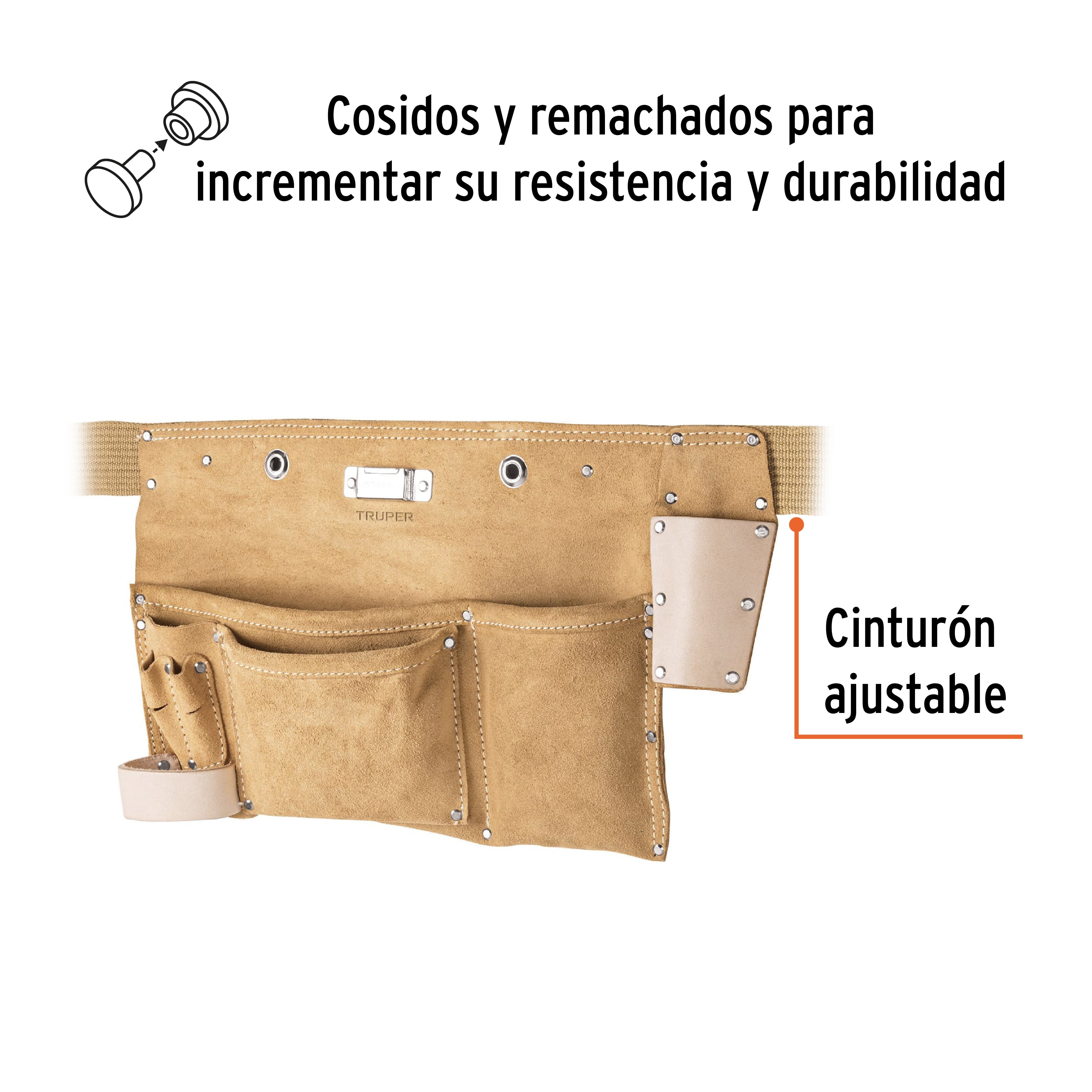 Porta herramientas de carnaza con 9 compartimentos, TRUPER