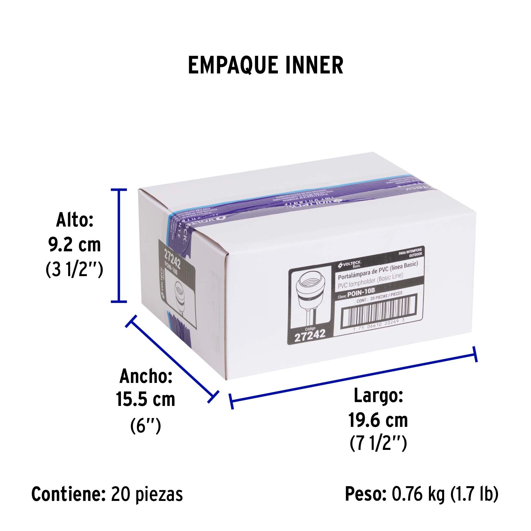 Portalámpara de PVC para intemperie, VOLTECK BASIC - Empaque
