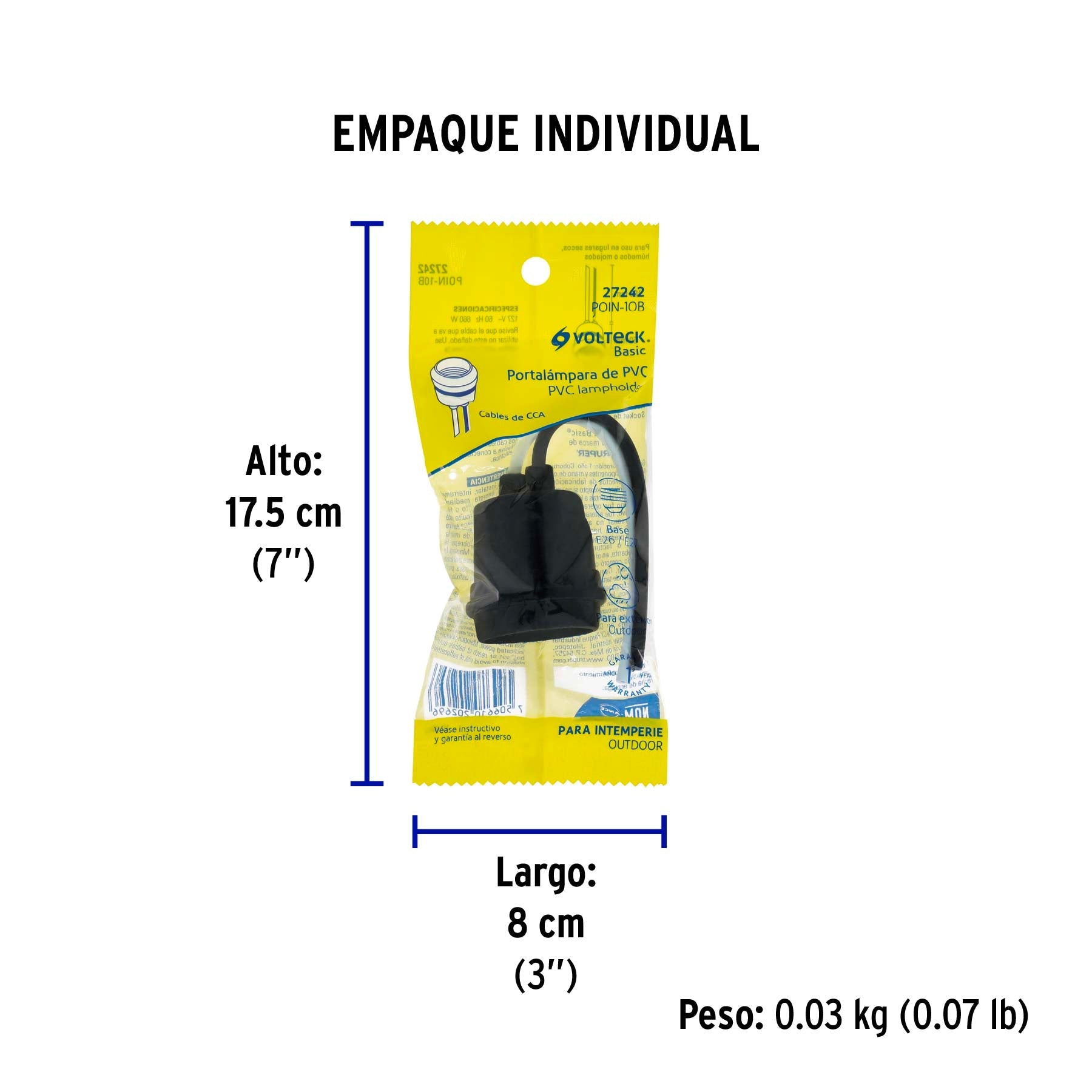 Portalámpara de PVC para intemperie, VOLTECK BASIC - Empaque