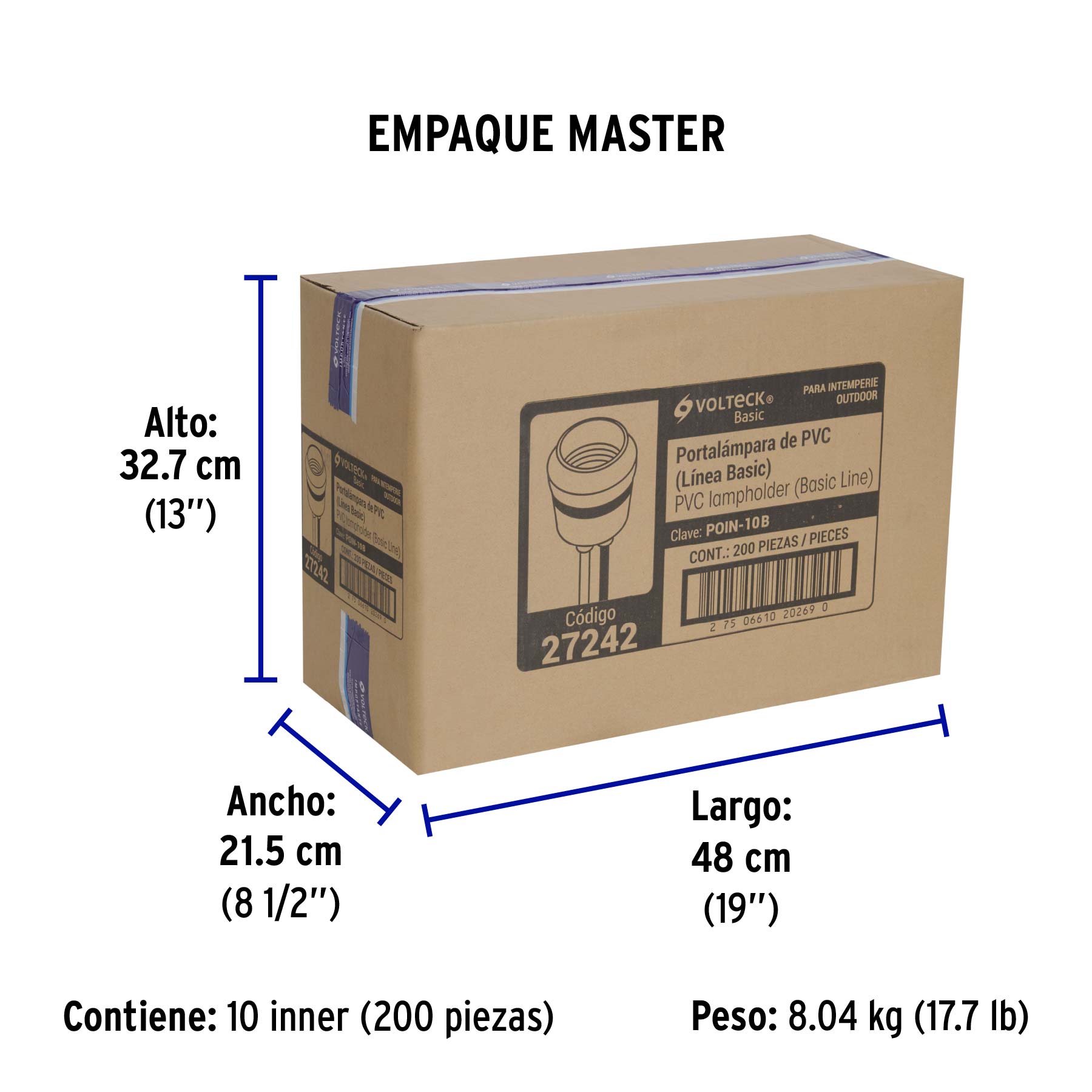 Portalámpara de PVC para intemperie, VOLTECK BASIC - Empaque