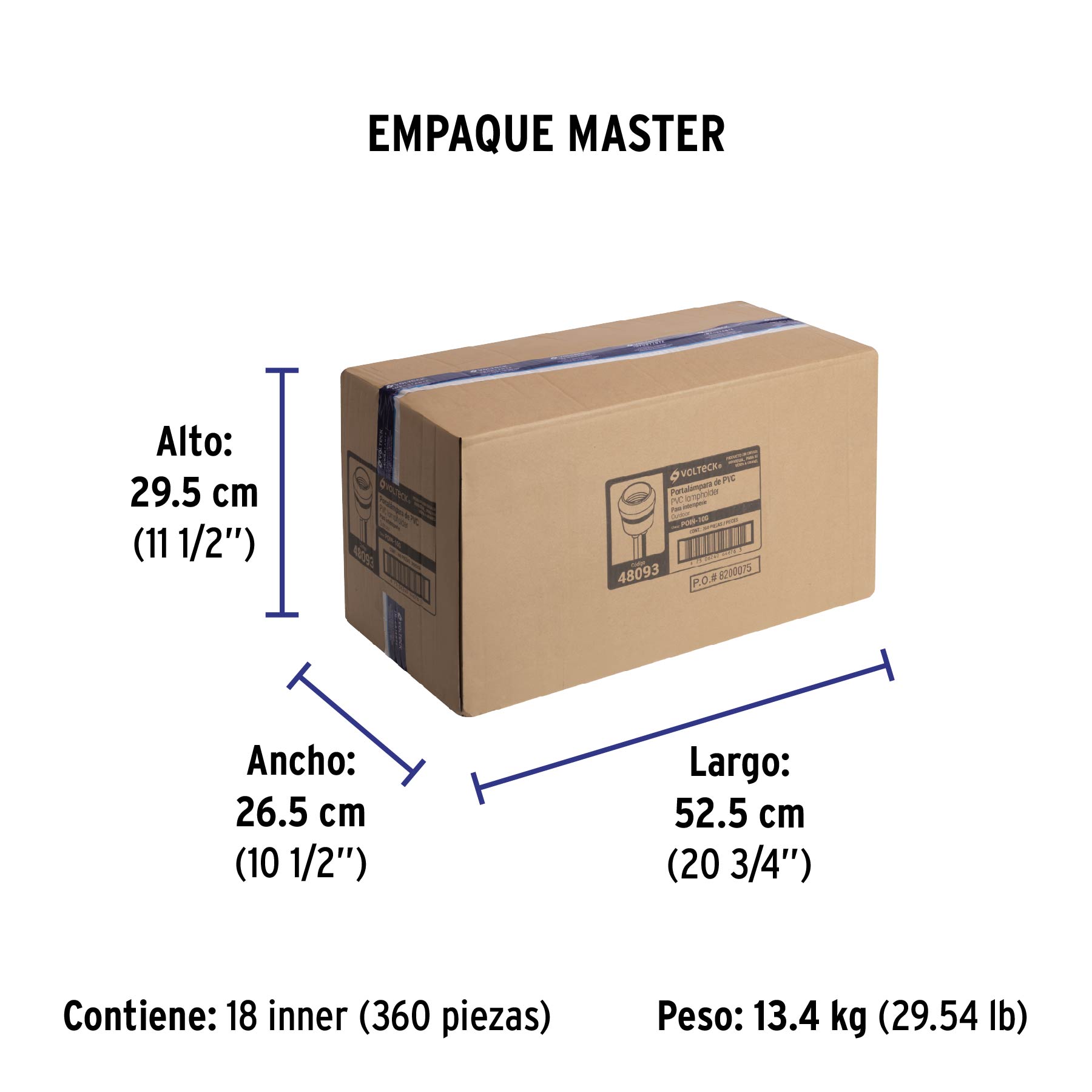 Portalámpara de PVC para intemperie, a granel, VOLTECK - Empaque