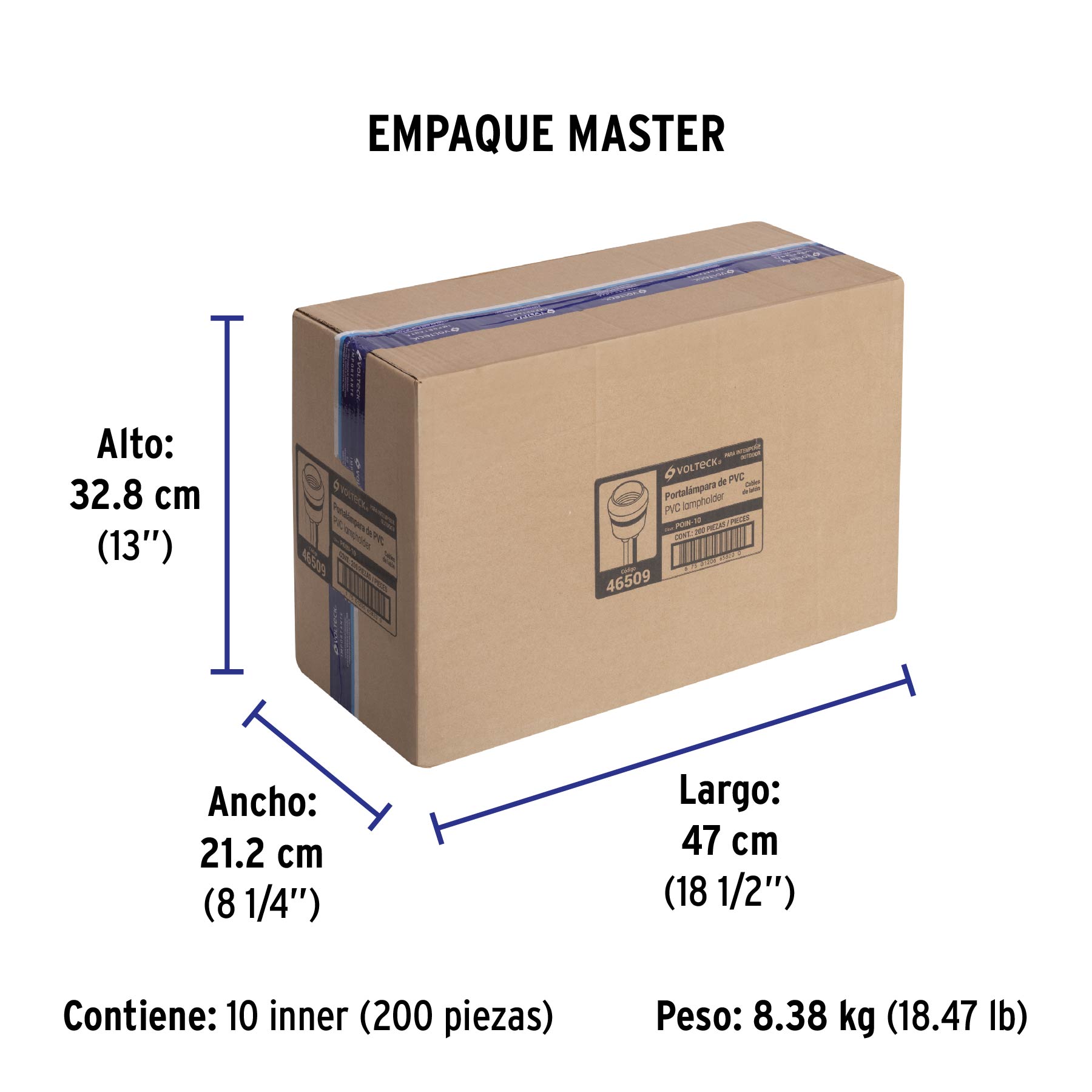 Portalámpara de PVC para intemperie, VOLTECK - Empaque