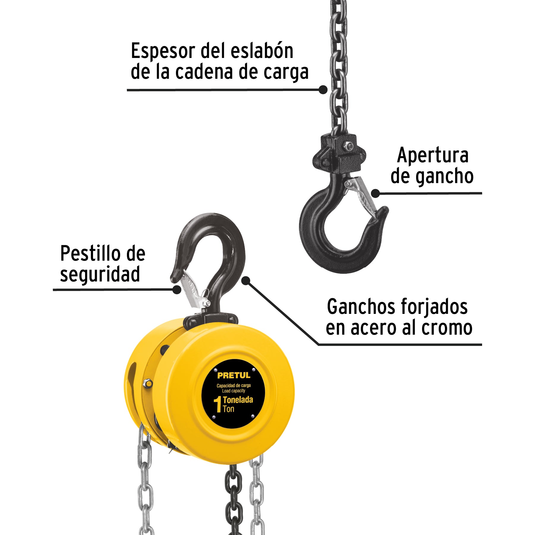 Polipasto de cadena de 1 ton, PRETUL