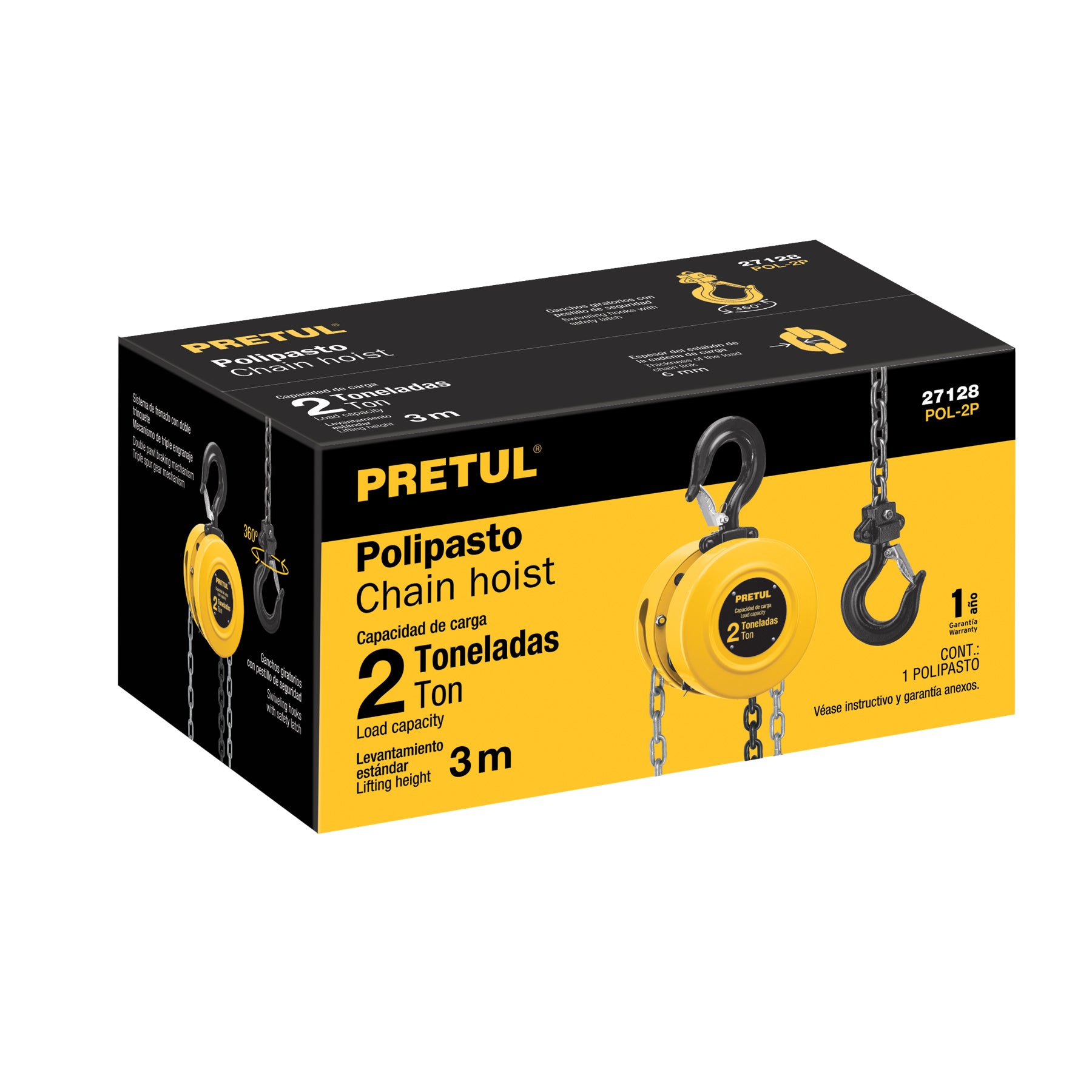 Polipasto de cadena de 2 ton, PRETUL