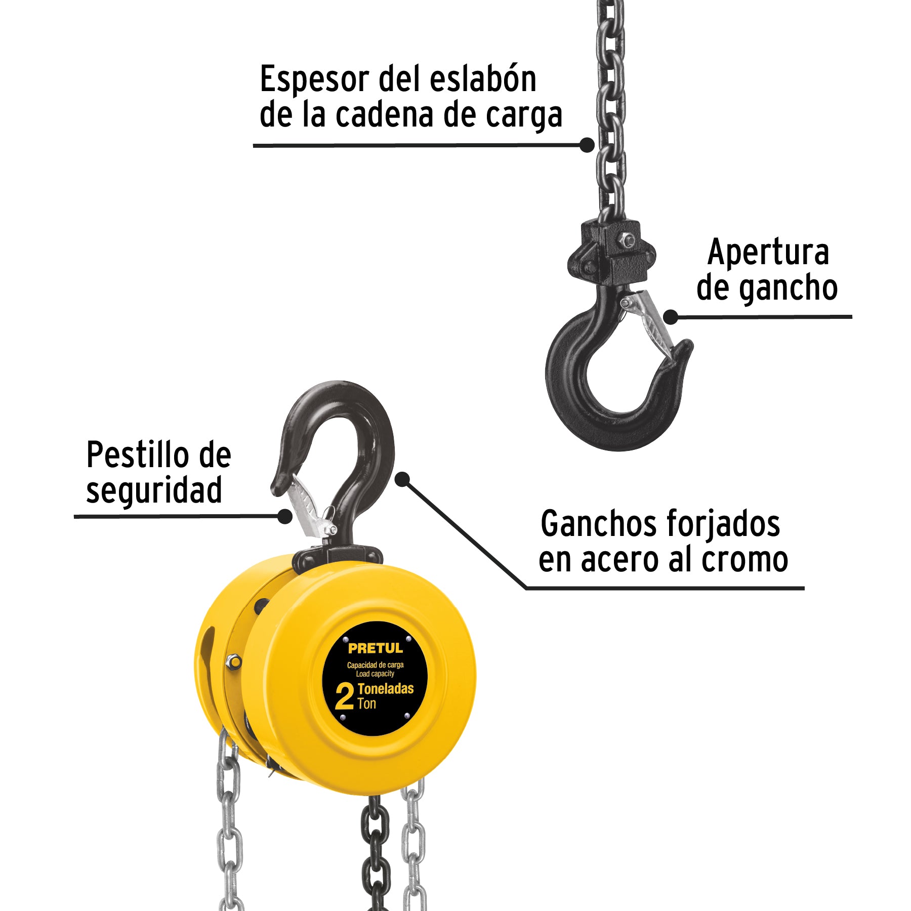Polipasto de cadena de 2 ton, PRETUL
