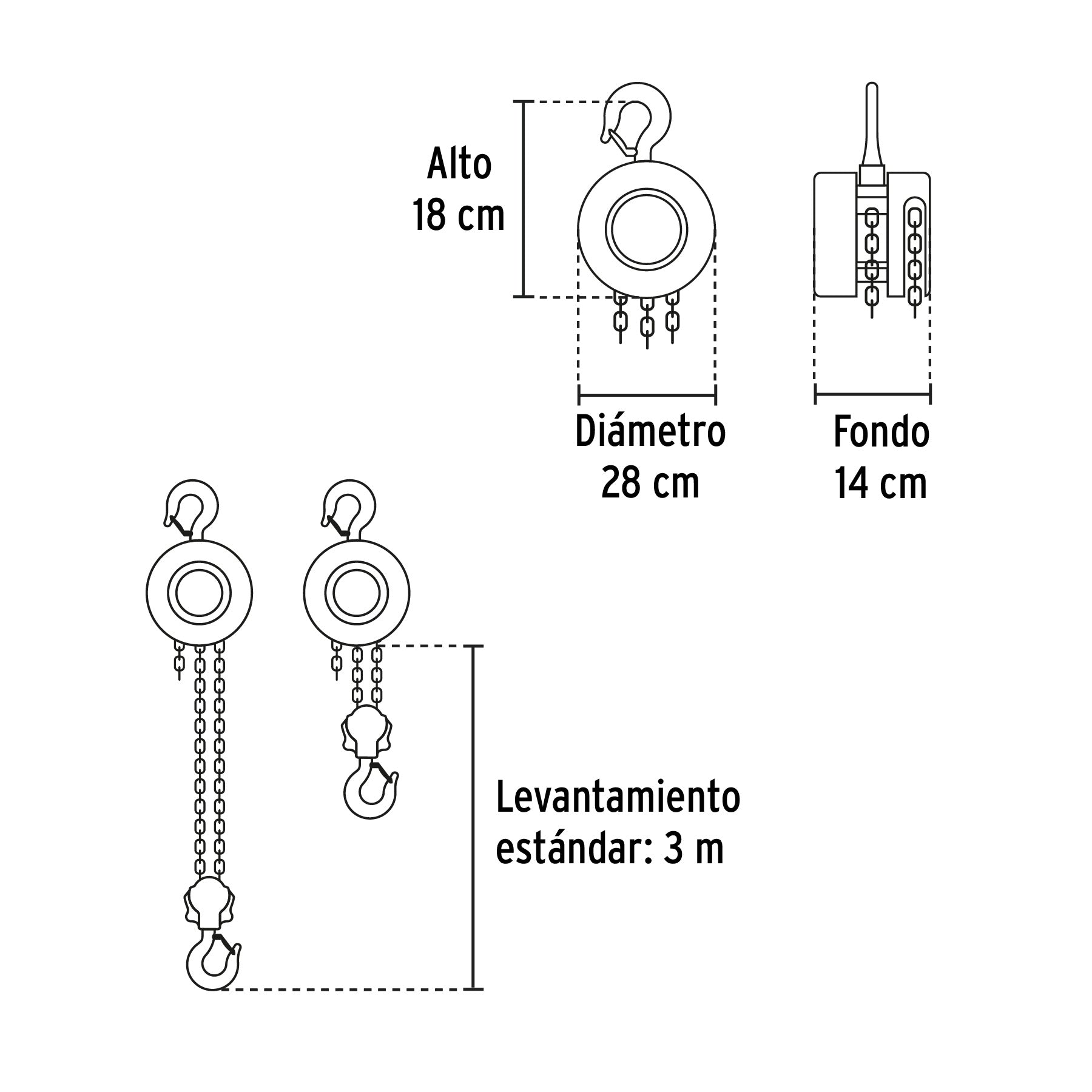 Polipasto de cadena de 3 ton, PRETUL