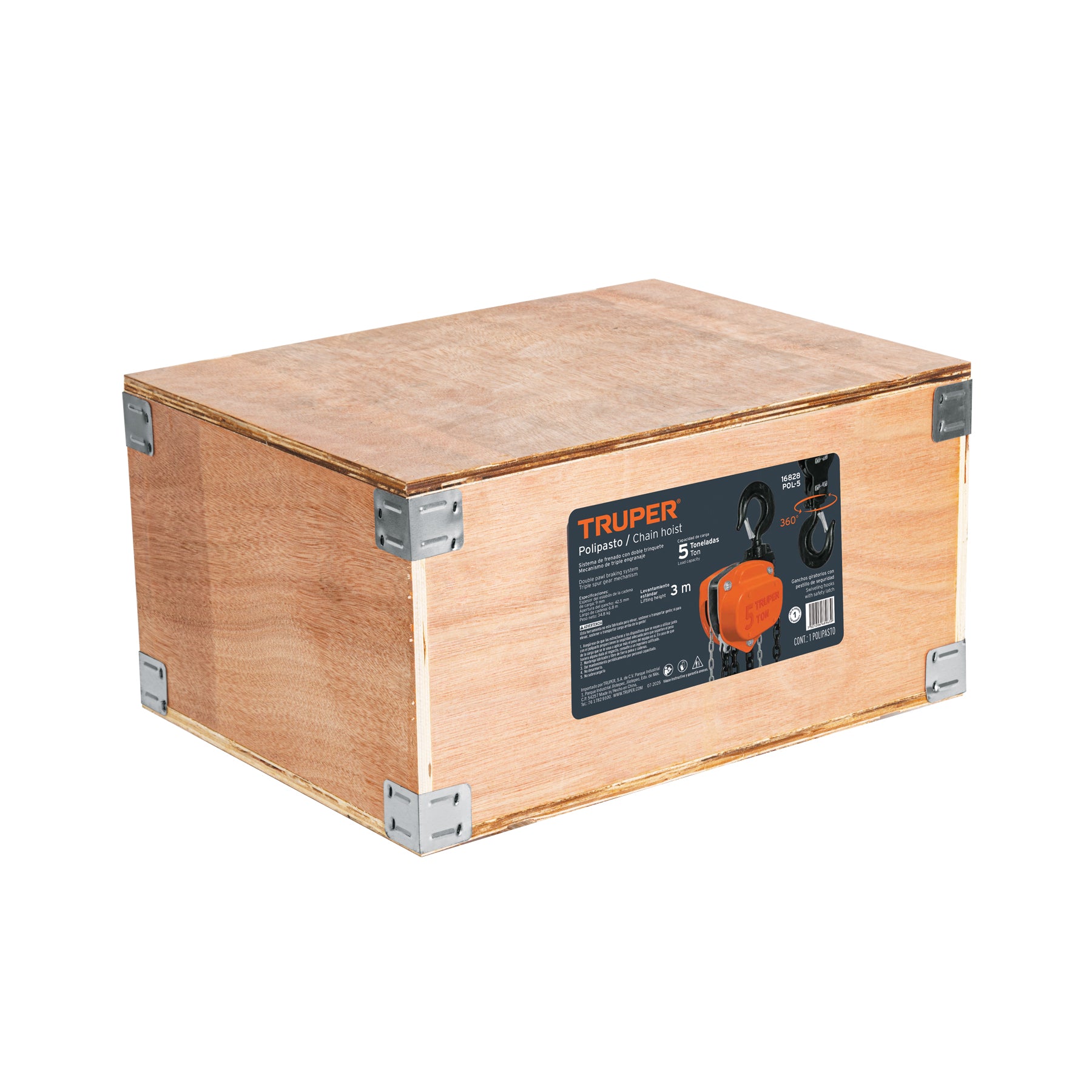 Polipasto industrial de cadena, 5 toneladas, TRUPER