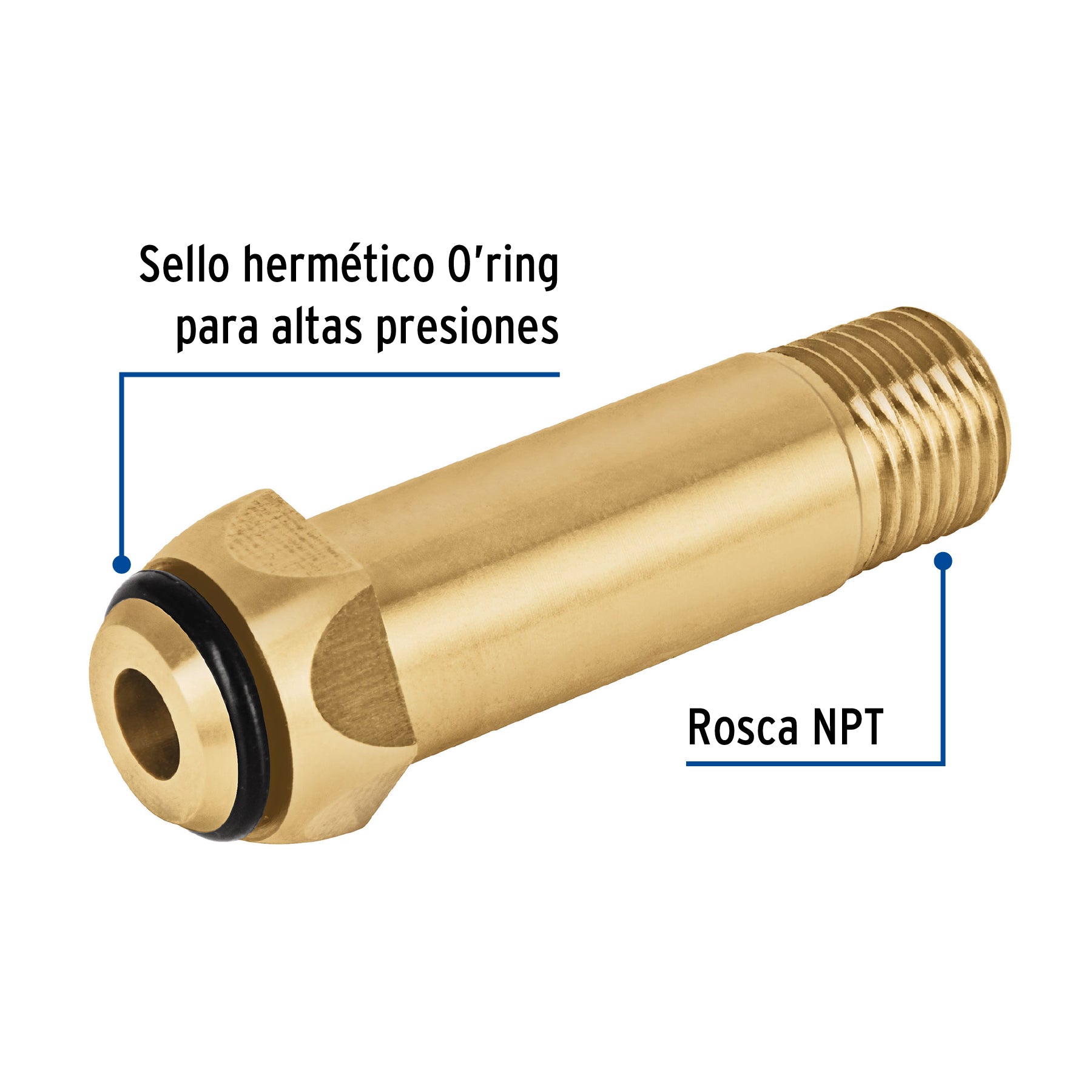 Punta pol de latón 1/4" x 5 cm, de rosca con O-ring, FOSET