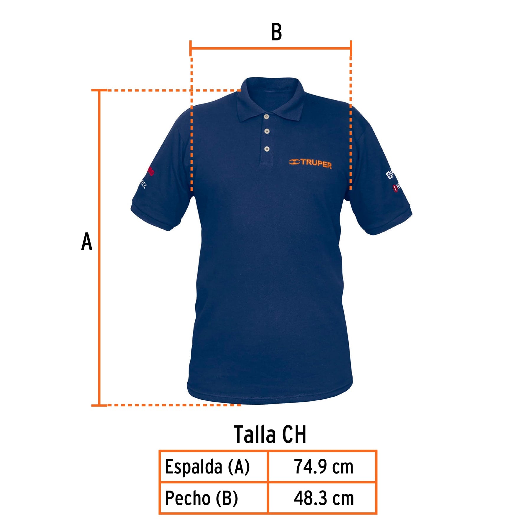 Playera polo para hombre, azul, CH, TRUPER