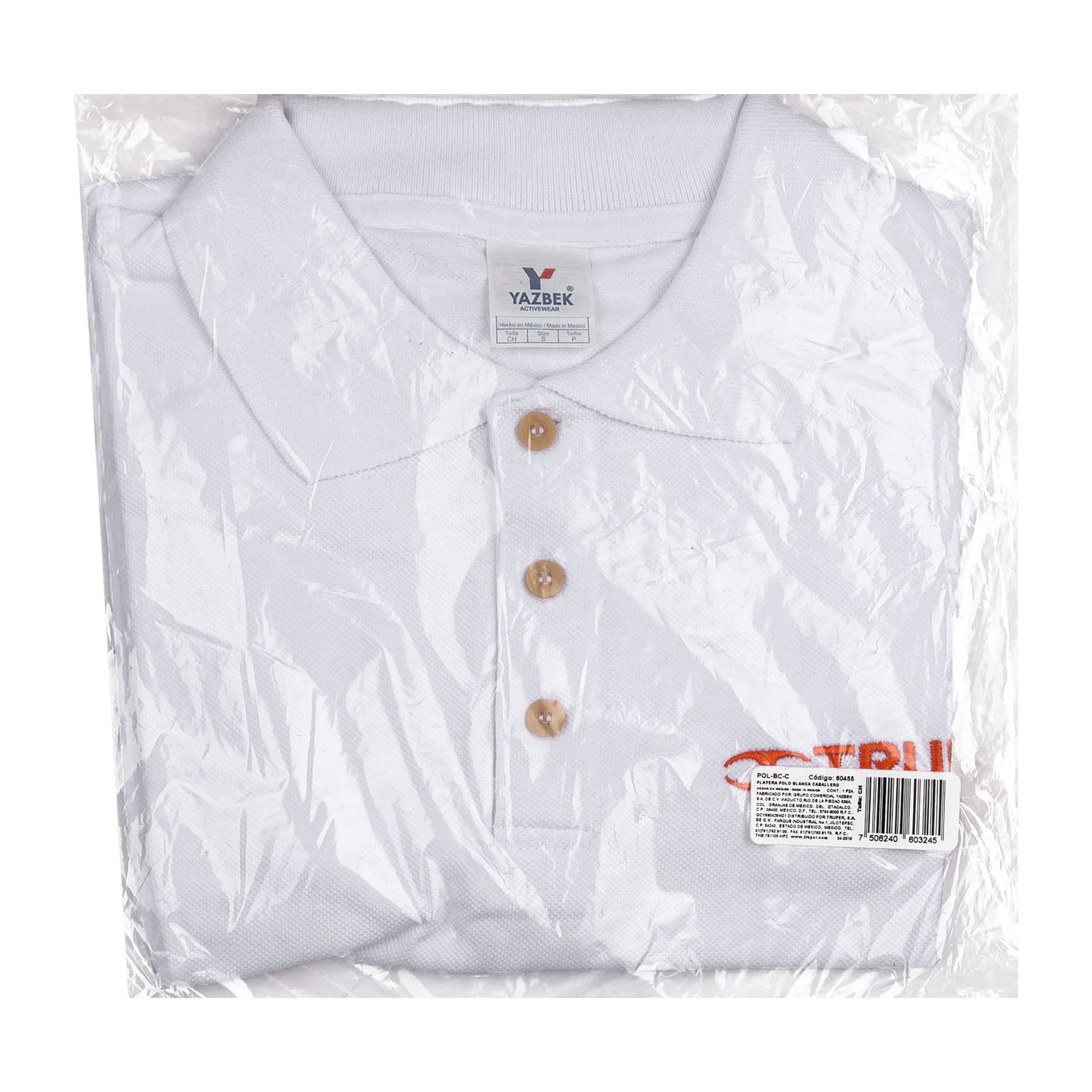Playera polo para hombre, blanca, CH, TRUPER