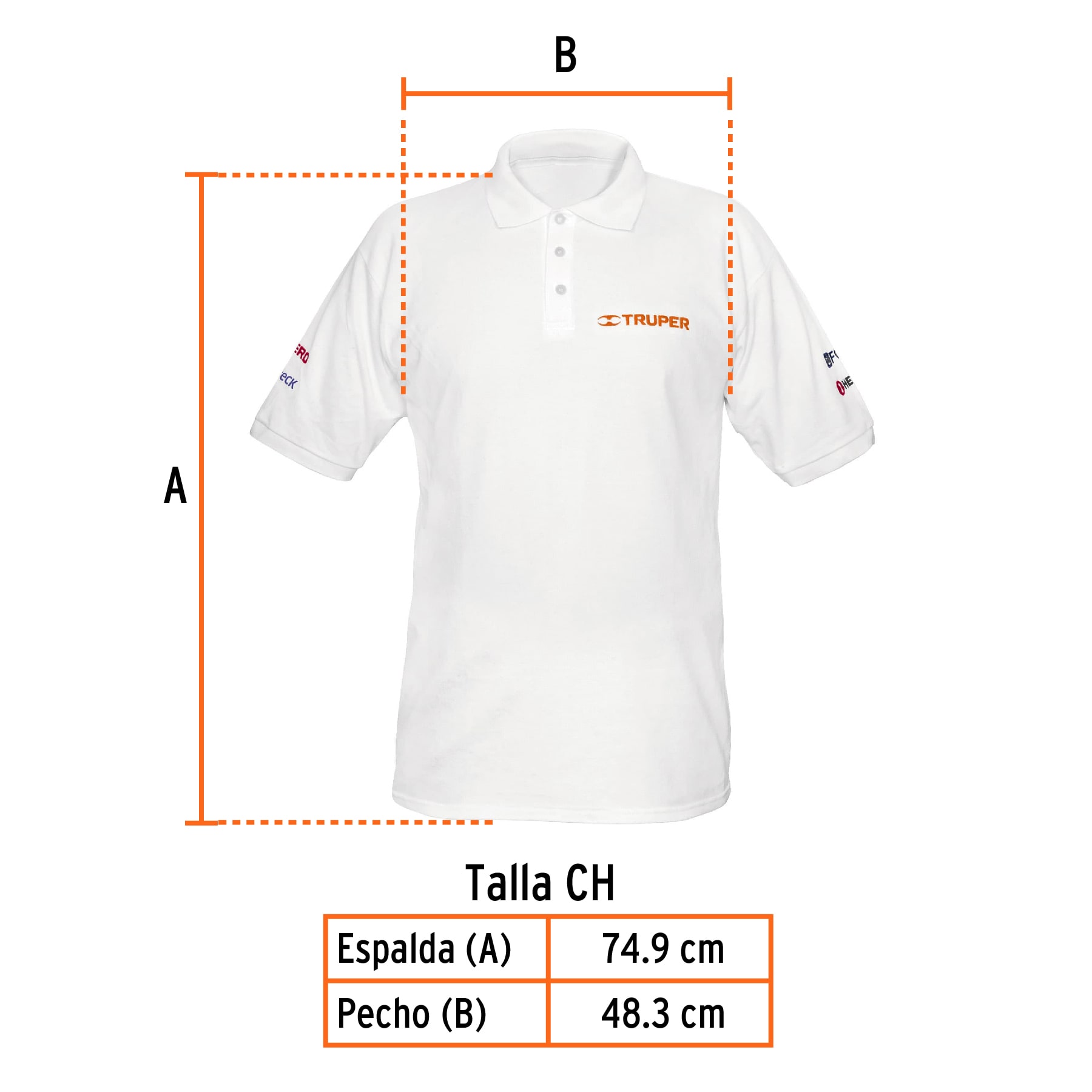 Playera polo para hombre, blanca, CH, TRUPER