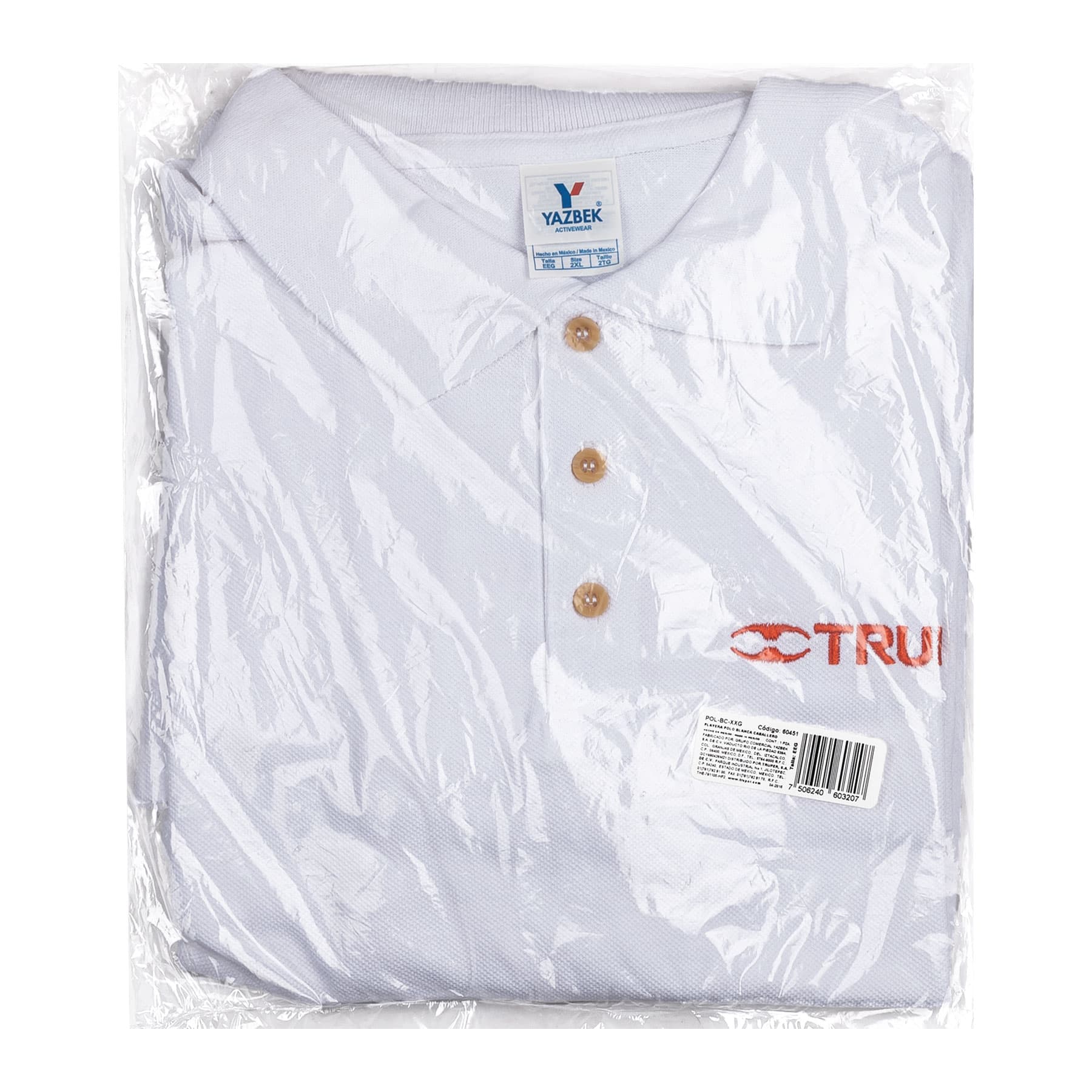 Playera polo para hombre, blanca, EEG, TRUPER