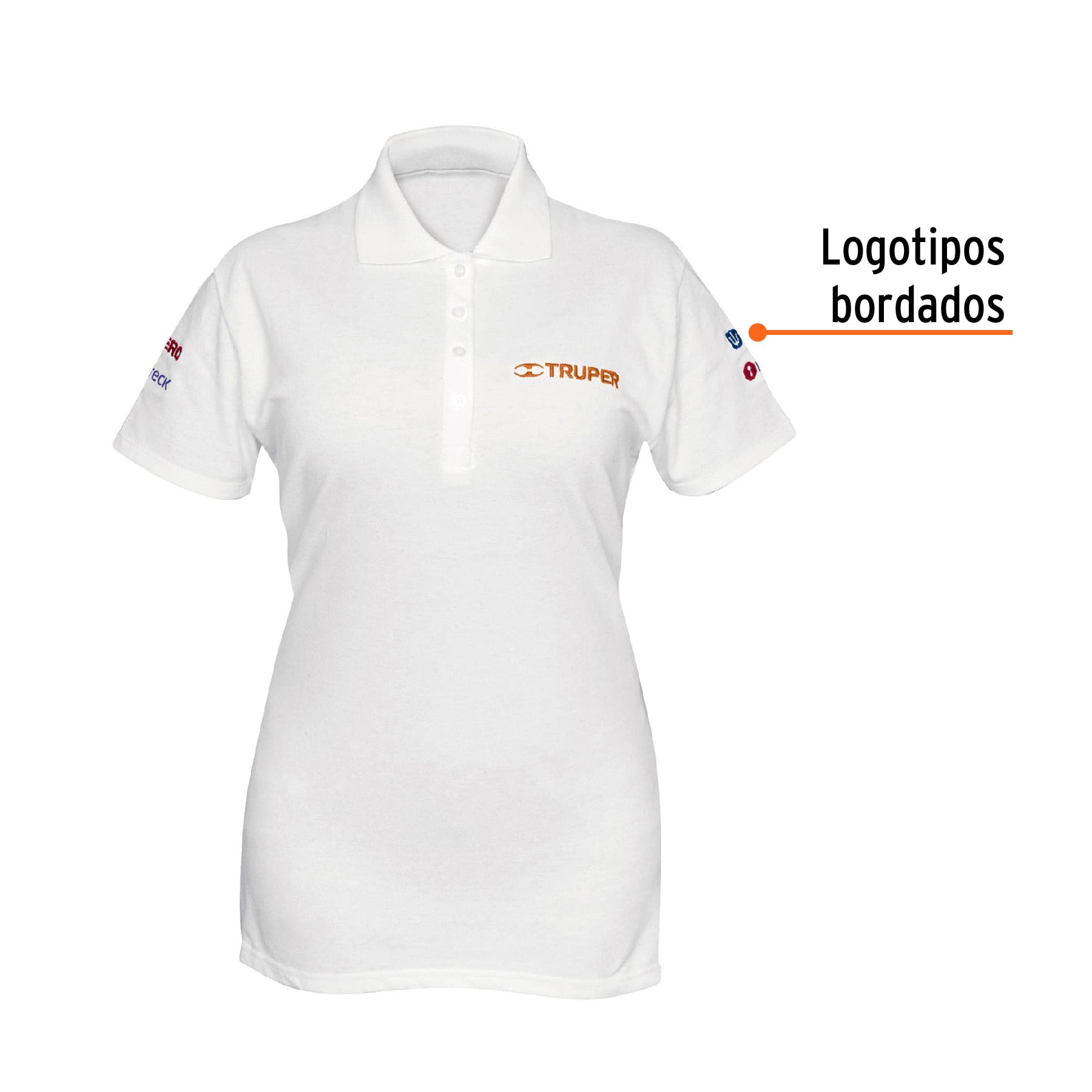 Playera polo para mujer, blanca, CH, TRUPER