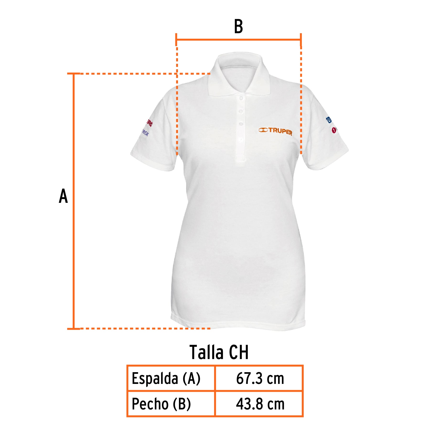 Playera polo para mujer, blanca, CH, TRUPER
